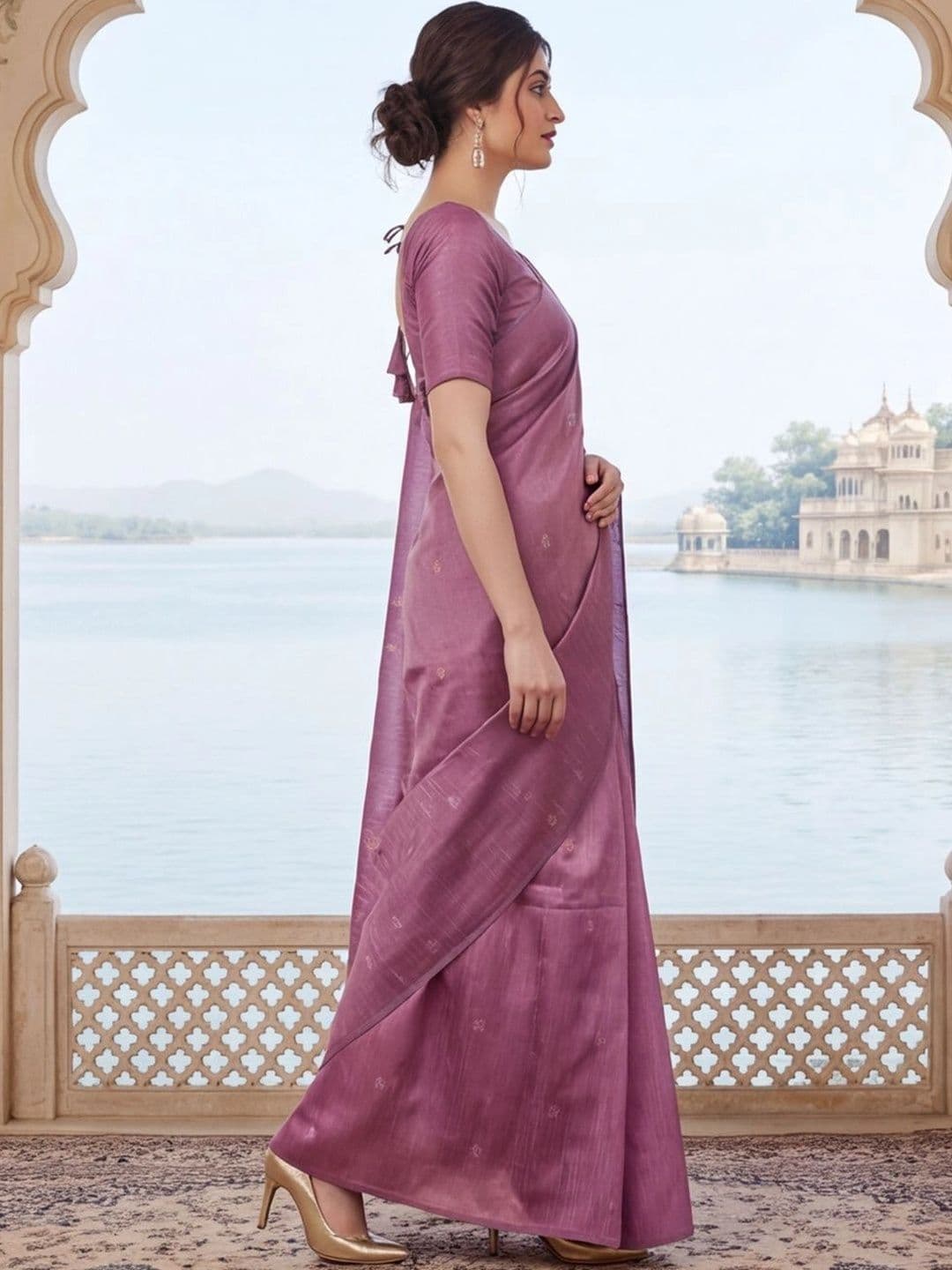 Jaipur Kurti Woven Design Zari Silk Cotton Fusion Banarasi Saree thumbnail 4