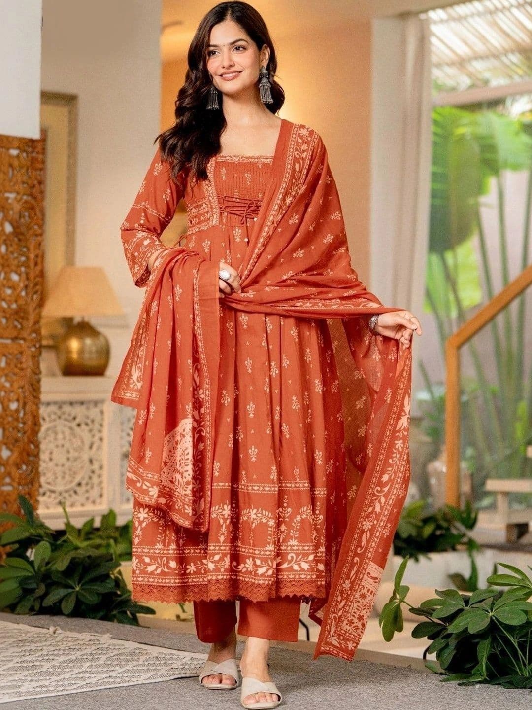 Anouk Women Ethnic Motifs Printed Regular Pure Cotton Kurta with Trousers & With Dupatta thumbnail 6