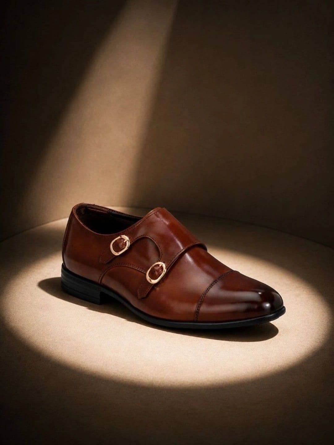 House of Pataudi Men Synthetic Leather Pointed Toe Buckle Monk Shoes Formal Shoes - view 1