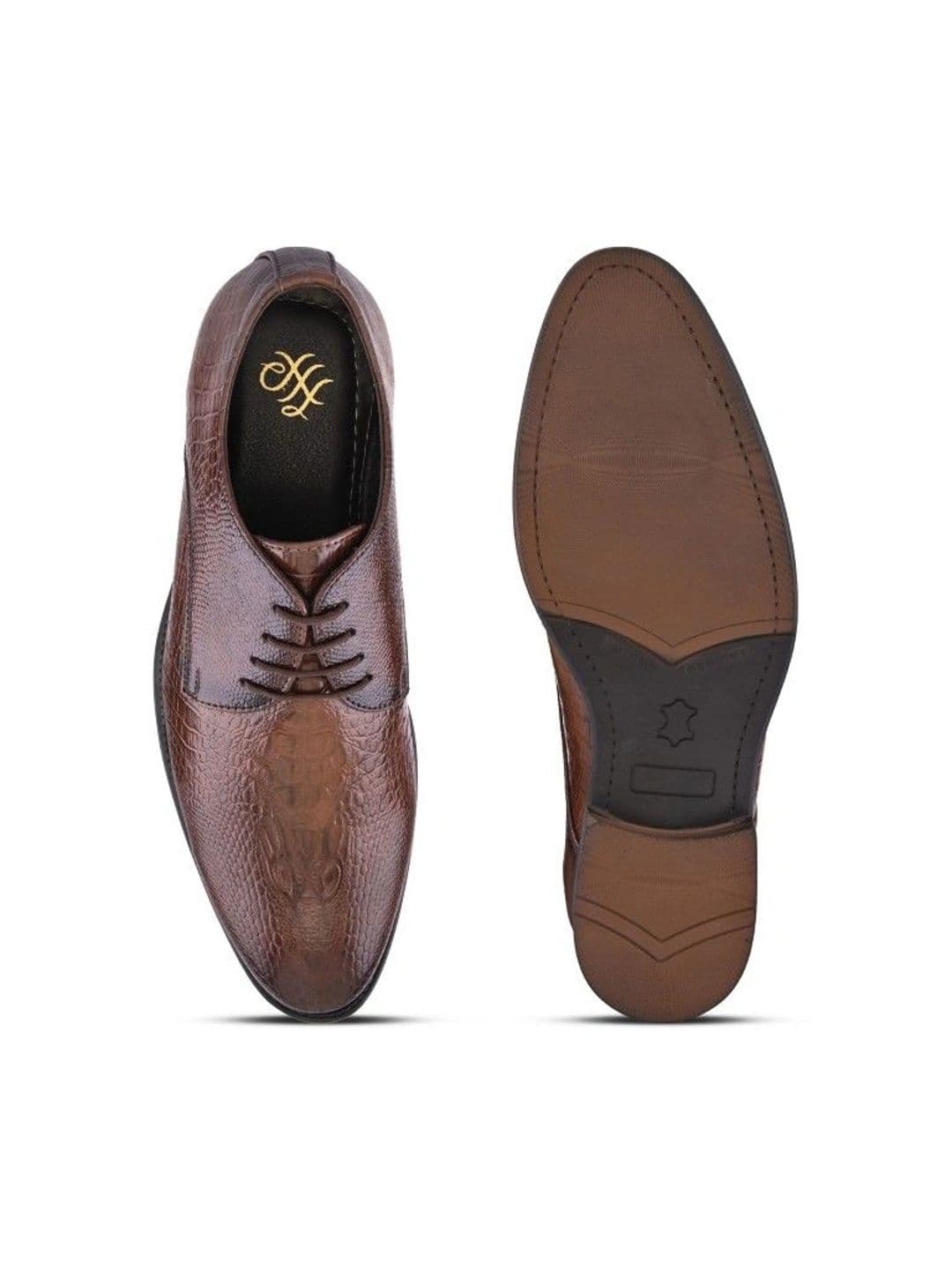 House of Pataudi Men Textured Synthetic Leather Pointed Toe Lace-Ups Derbys Formal Shoes thumbnail 6