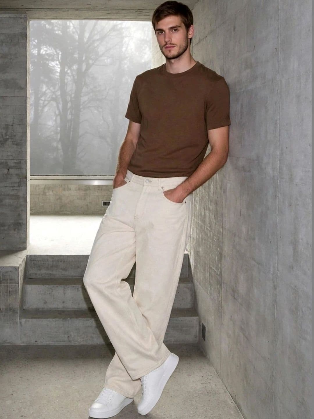 HERE&NOW Men's Mid-Rise Wide-Leg Jeans thumbnail 5