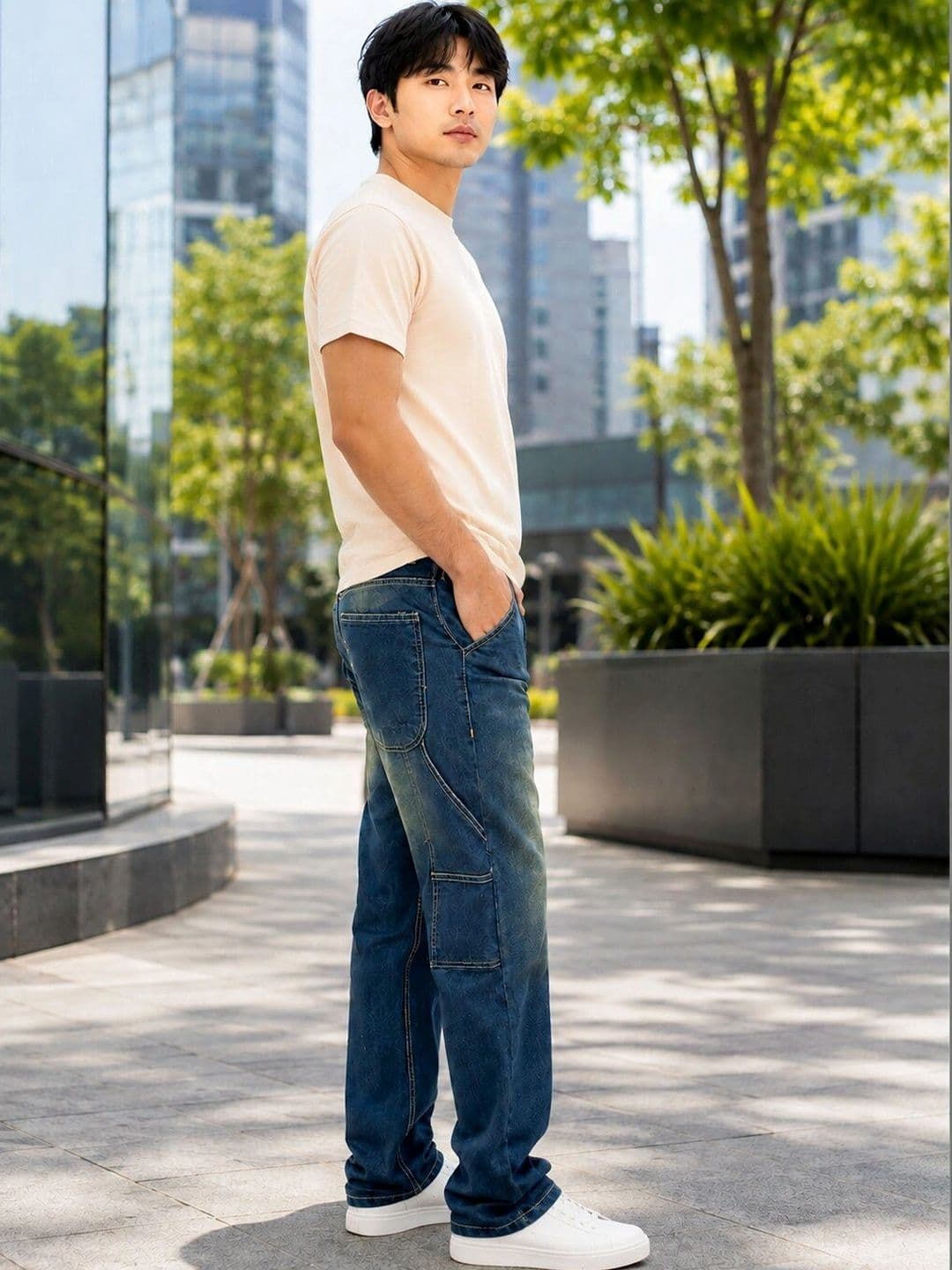 Encrypt Men Relaxed Fit Mid-Rise Low Distress Jeans thumbnail 3