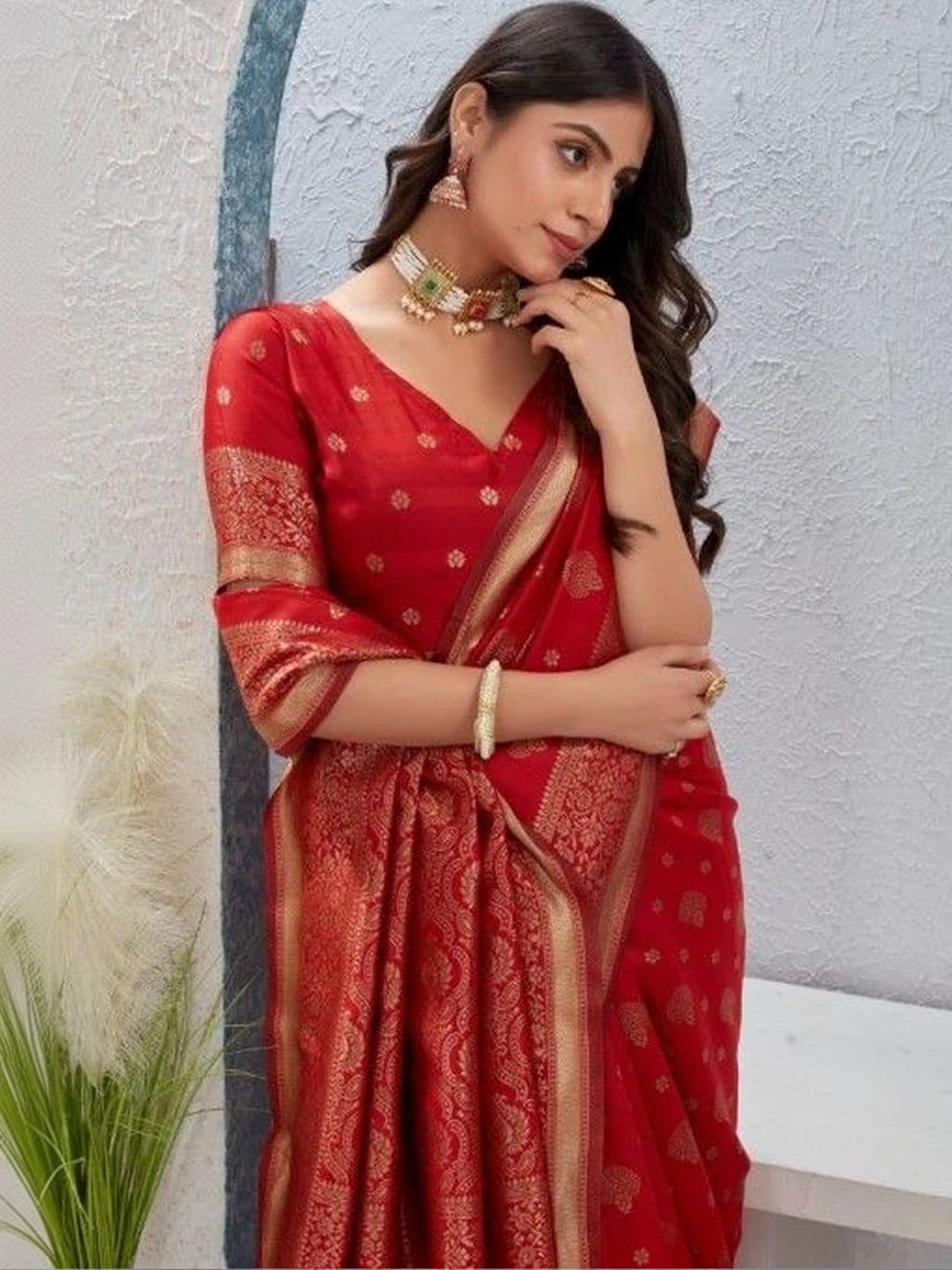 revika Woven Design Zari Art Silk Designer Kanjeevaram Saree thumbnail 2