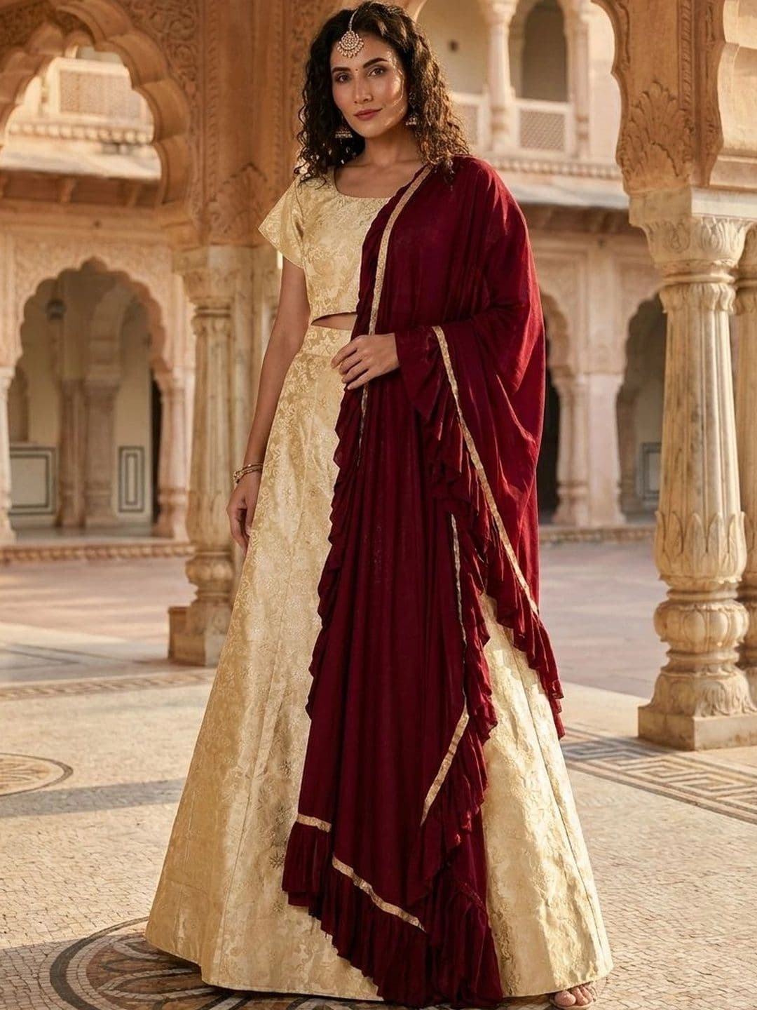Anouk Rustic Semi-Stitched Lehenga & Unstitched Blouse With Dupatta - view 1