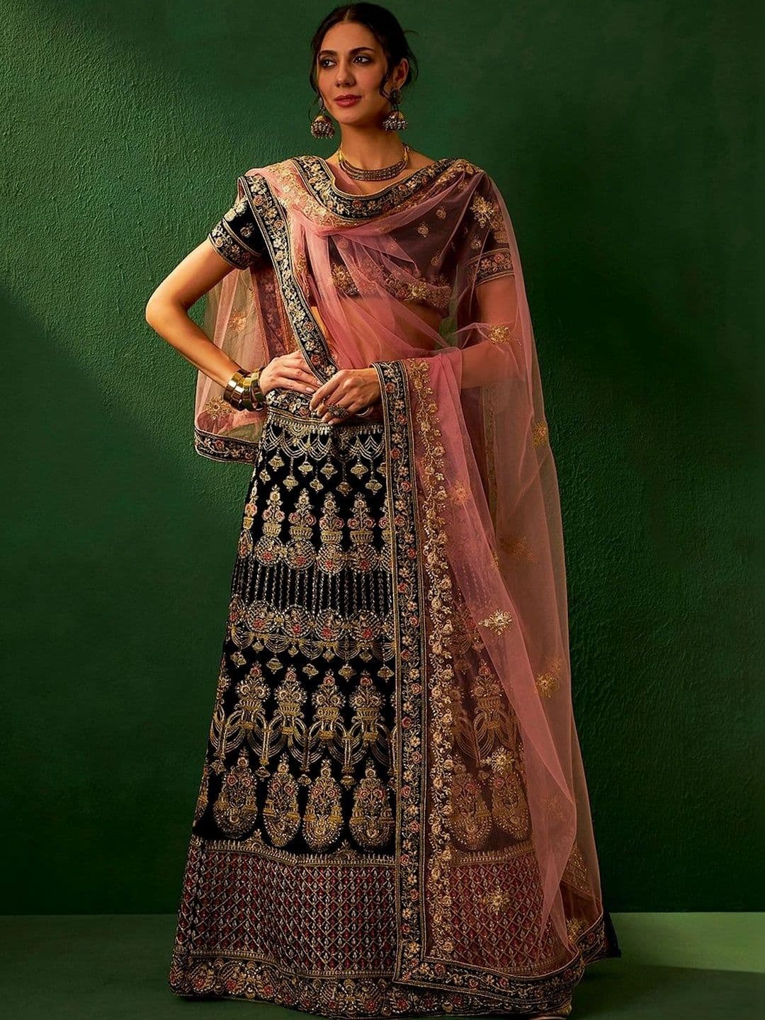 Mitera Women Embroidered Semi-Stitched Lehenga & Unstitched Blouse With Dupatta thumbnail 7