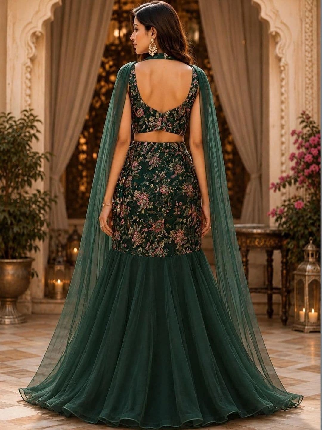 Indi Kal Women Embroidered Thread Work Lehenga & Blouse With Dupatta thumbnail 4