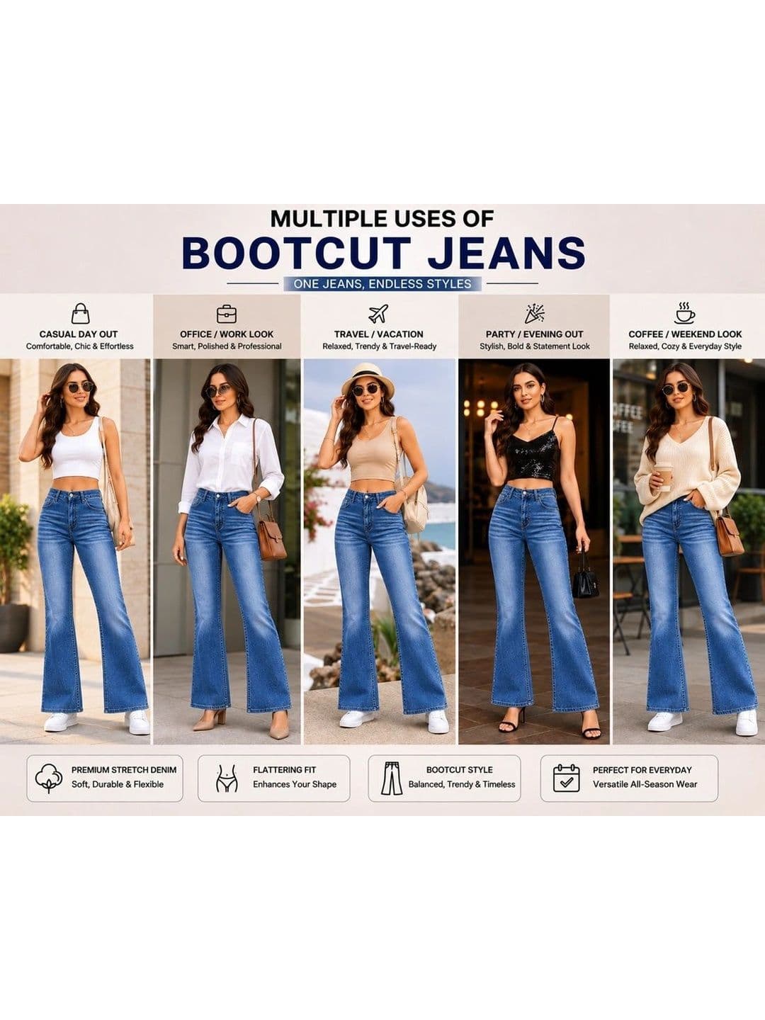 ADBUCKS Women Bootcut High-Rise Stretchable Jeans thumbnail 5