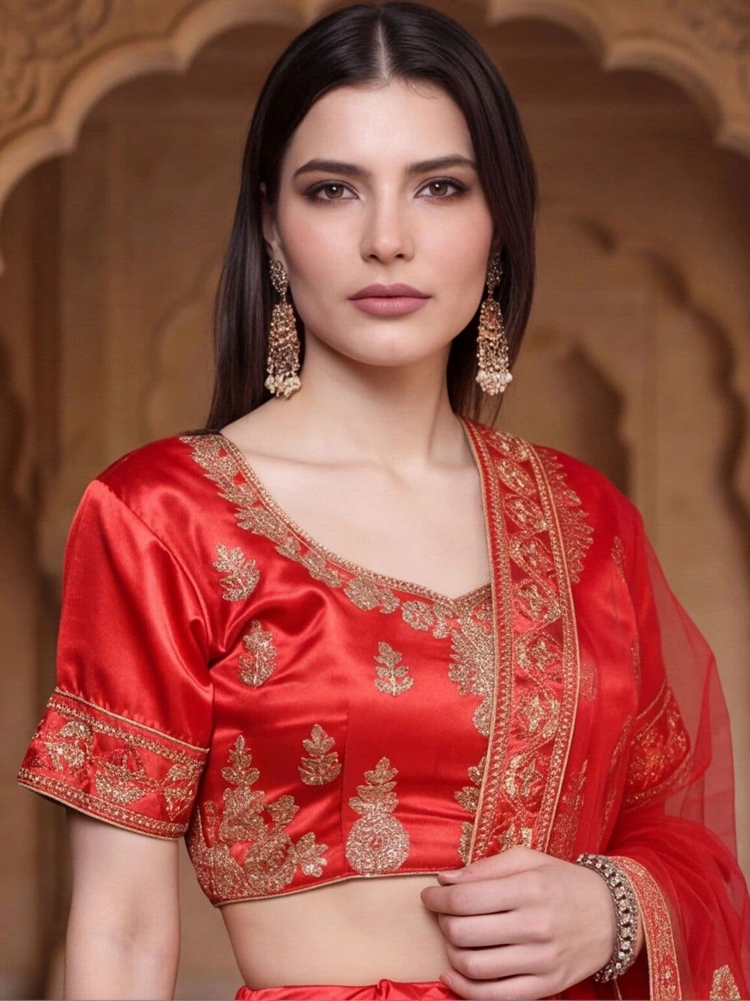 Anouk Rustic Embroidered Semi-Stitched Lehenga & Unstitched Blouse With Dupatta thumbnail 2