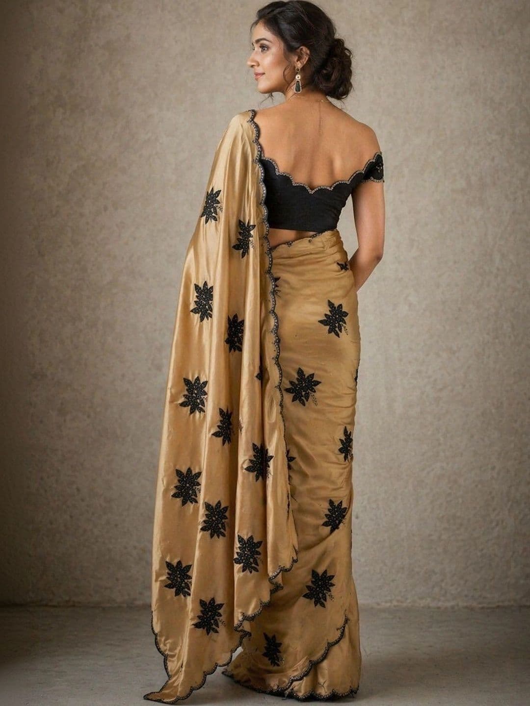 SHIV GAN 14 ENTERPRISE Floral Embroidered Art Silk Bandhani Saree thumbnail 2