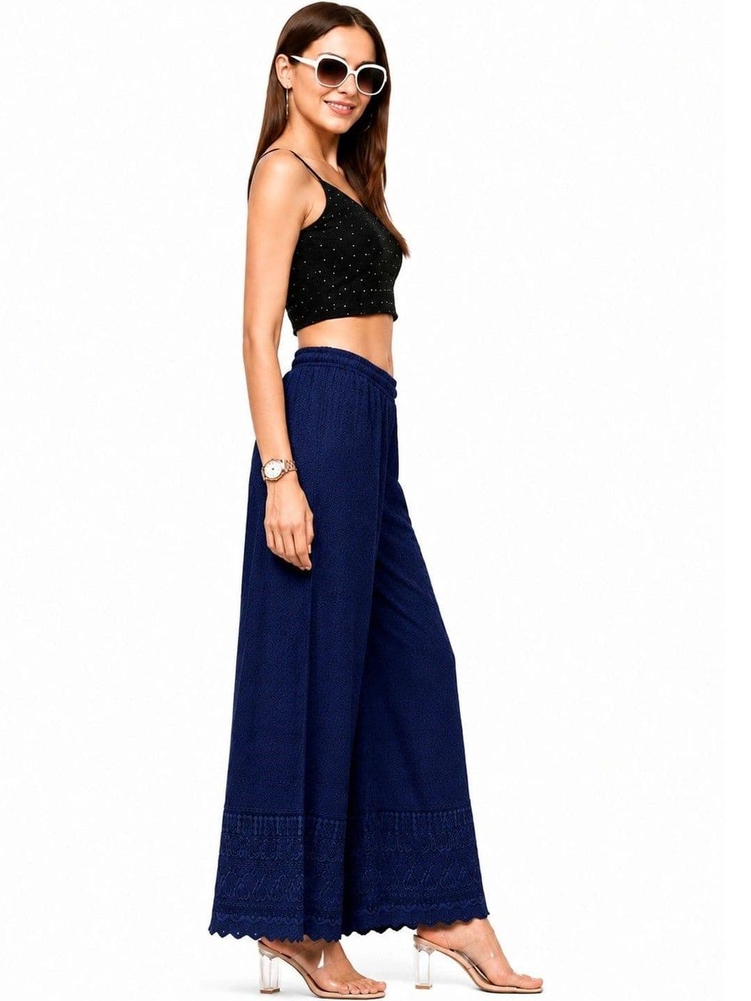 Threadbloom Women Embroidered Knitted Ethnic Palazzos thumbnail 3