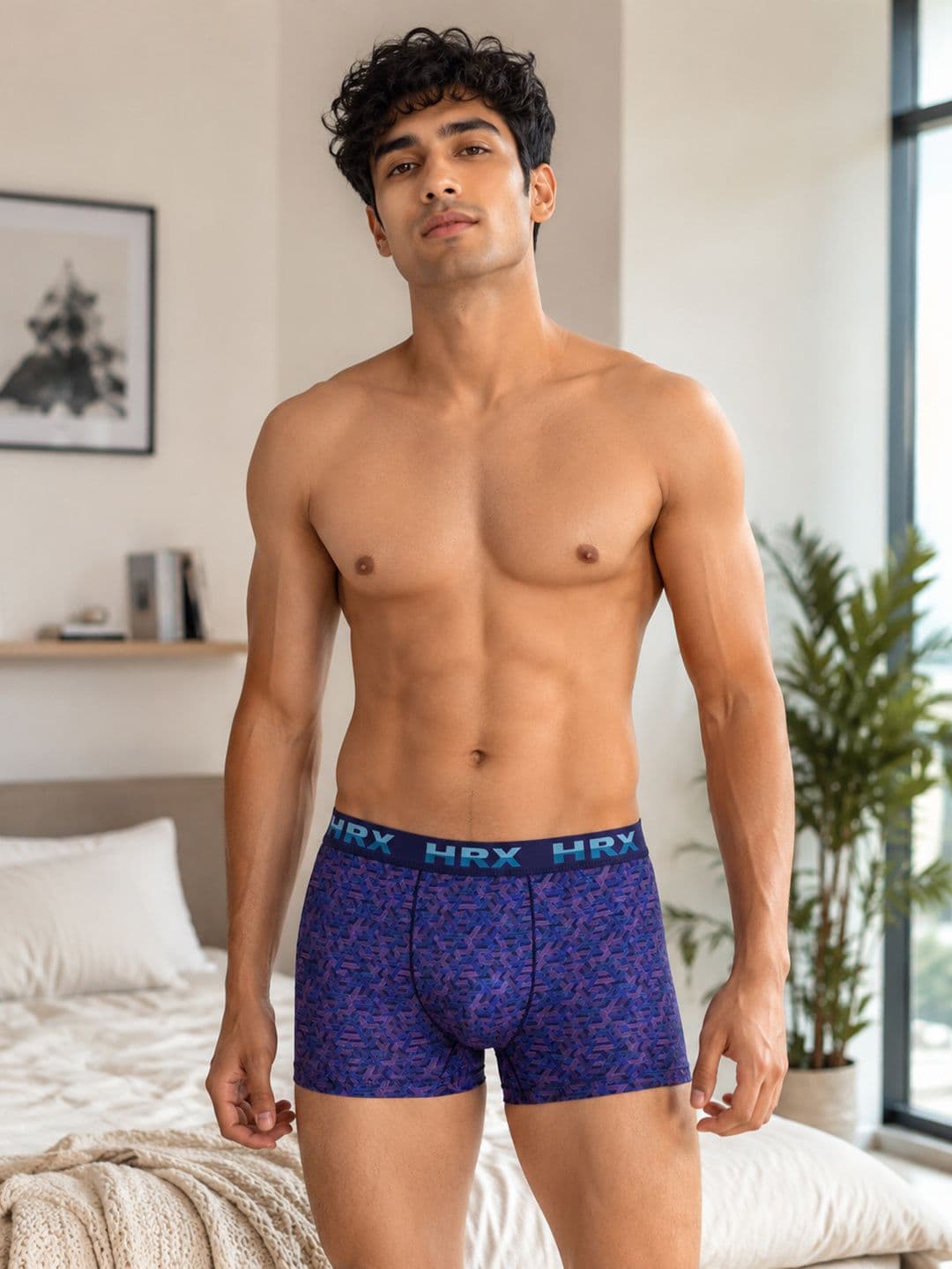 HRX by Hrithik Roshan Pack of 4 Cotton Blend Assorted Printed Trunks thumbnail 5