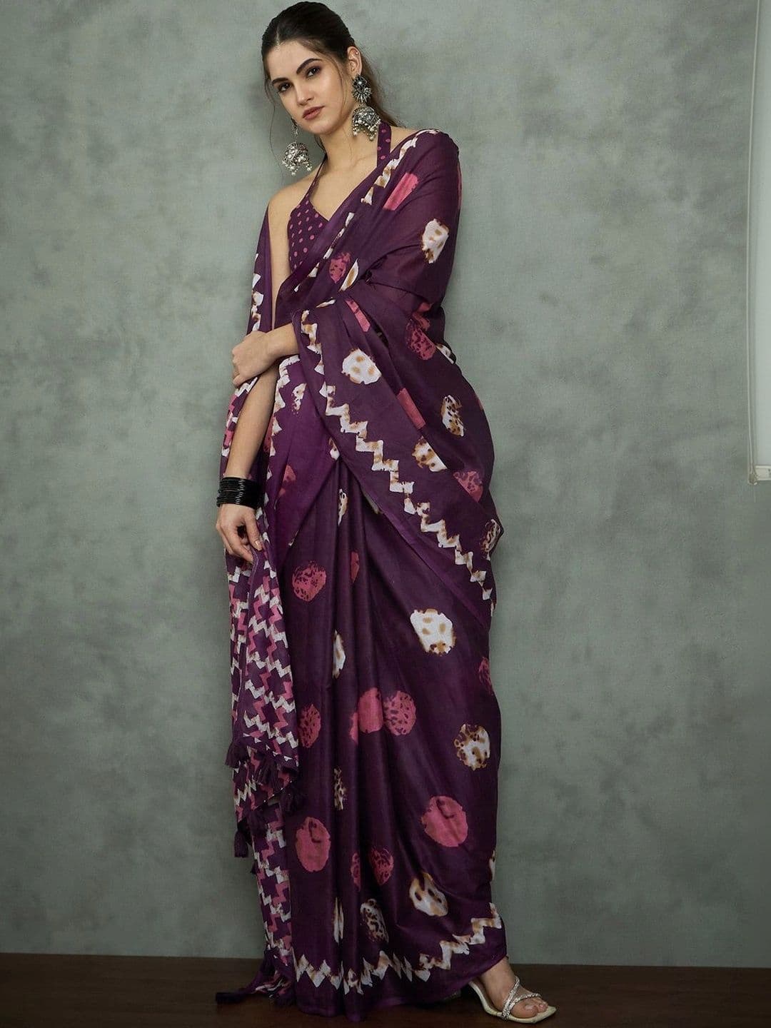 Sangria Tie and Dye Designer Bagh Saree thumbnail 6