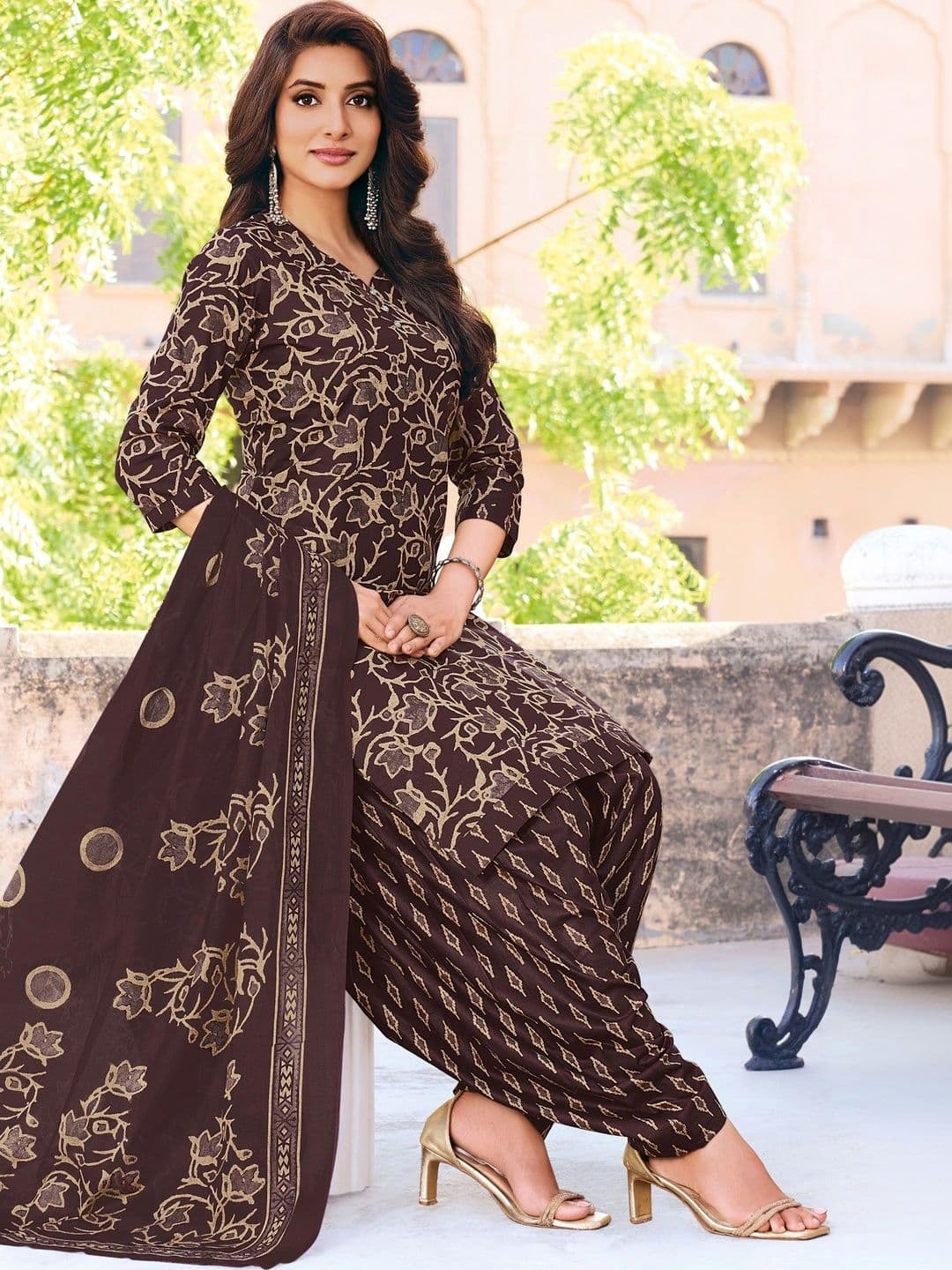 shree jeenmata collection Printed Pure Cotton Unstitched Dress Material - view 1