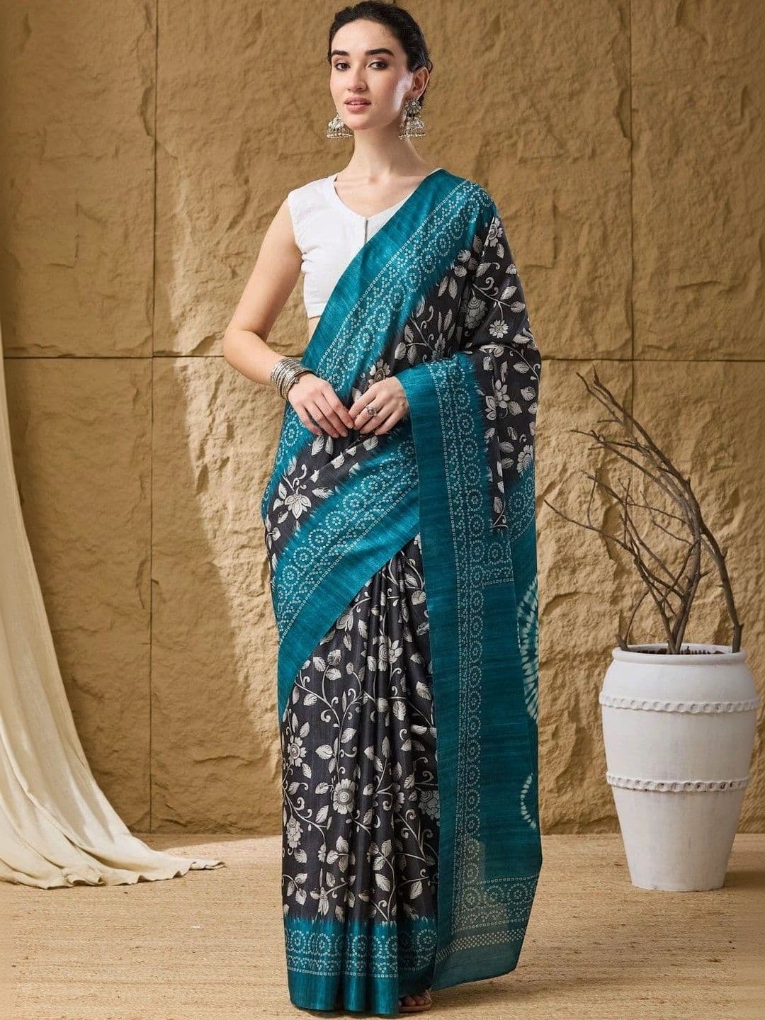 Suha Floral Silk Blend Saree - view 1