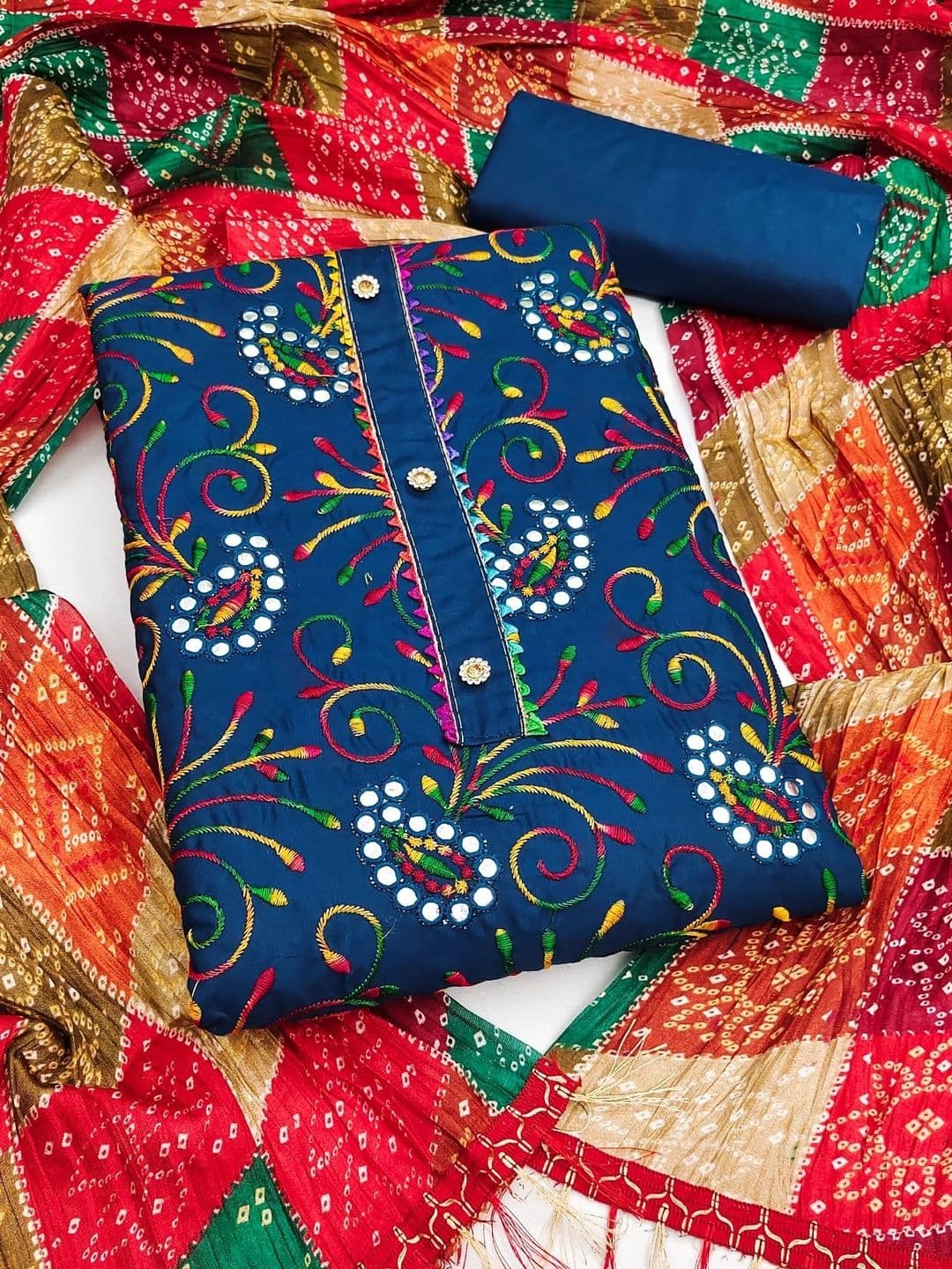 Dhaaga Ghar Embroidered Unstitched Dress Material thumbnail 4