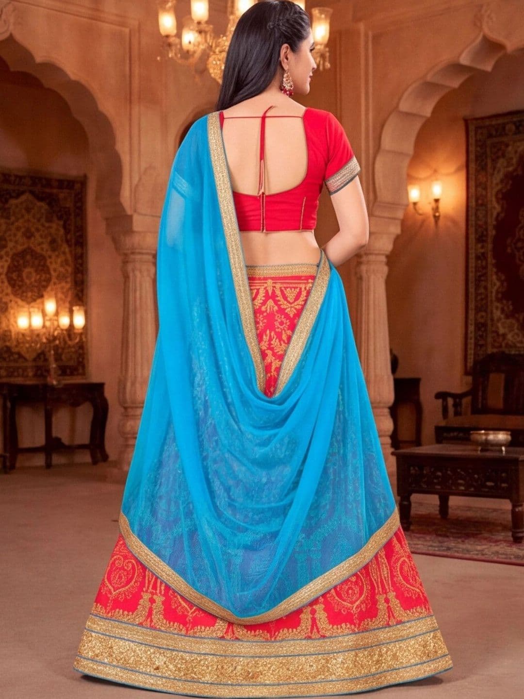 Mitera Semi-Stitched Lehenga & Unstitched Blouse With Dupatta thumbnail 6