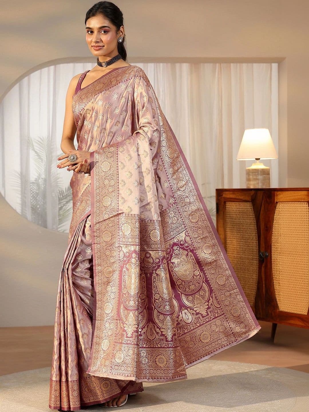Libas Woven Design Zari Satin Saree thumbnail 7