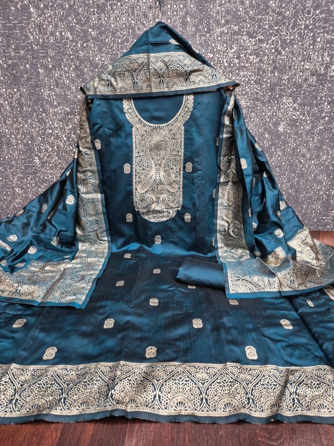 Milvia Art Silk Unstitched Dress Material thumbnail 2