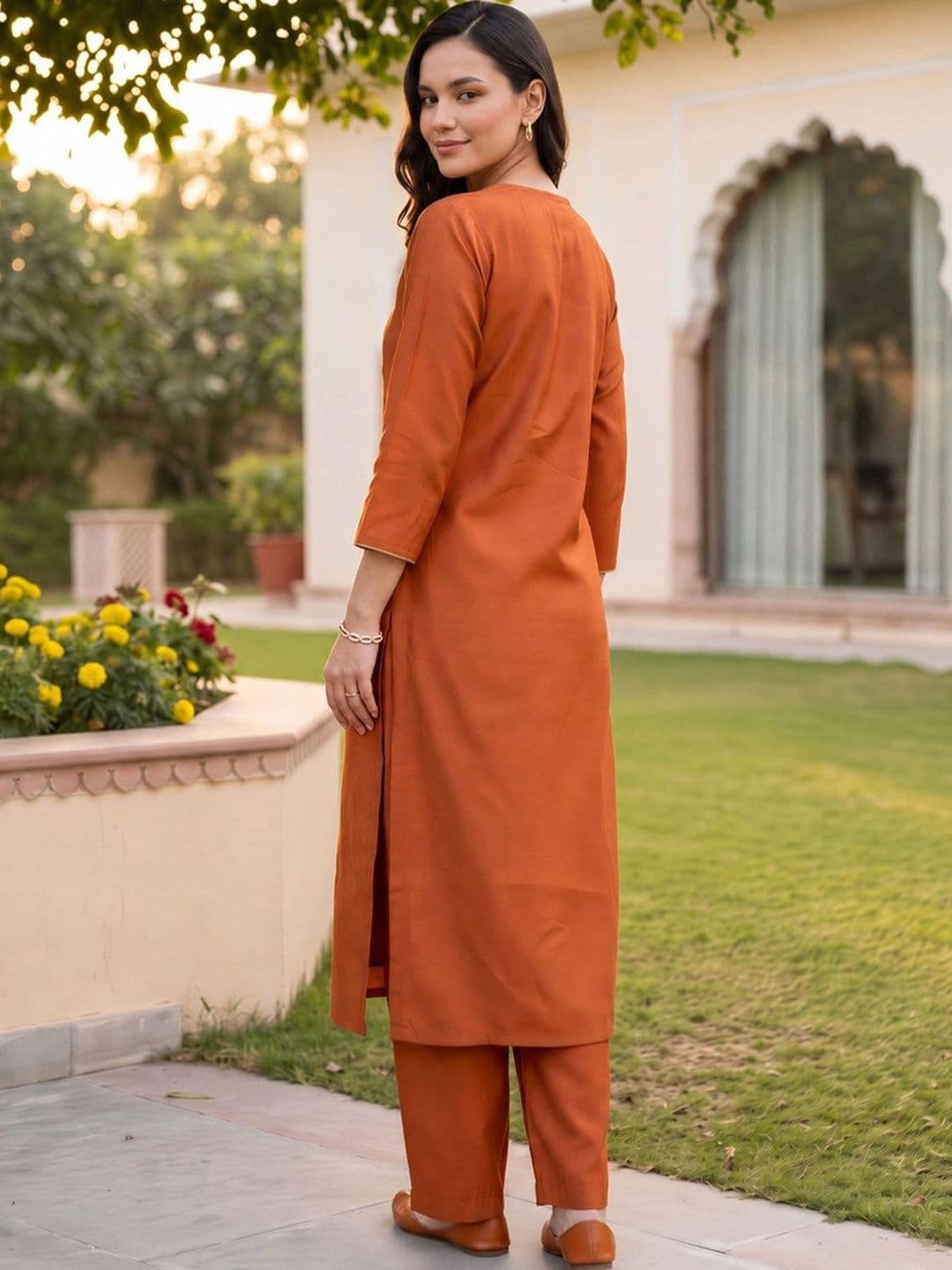 Indo Era Women Ethnic Motifs Embroidered Regular Thread Work Kurta with Trousers & With Dupatta thumbnail 5