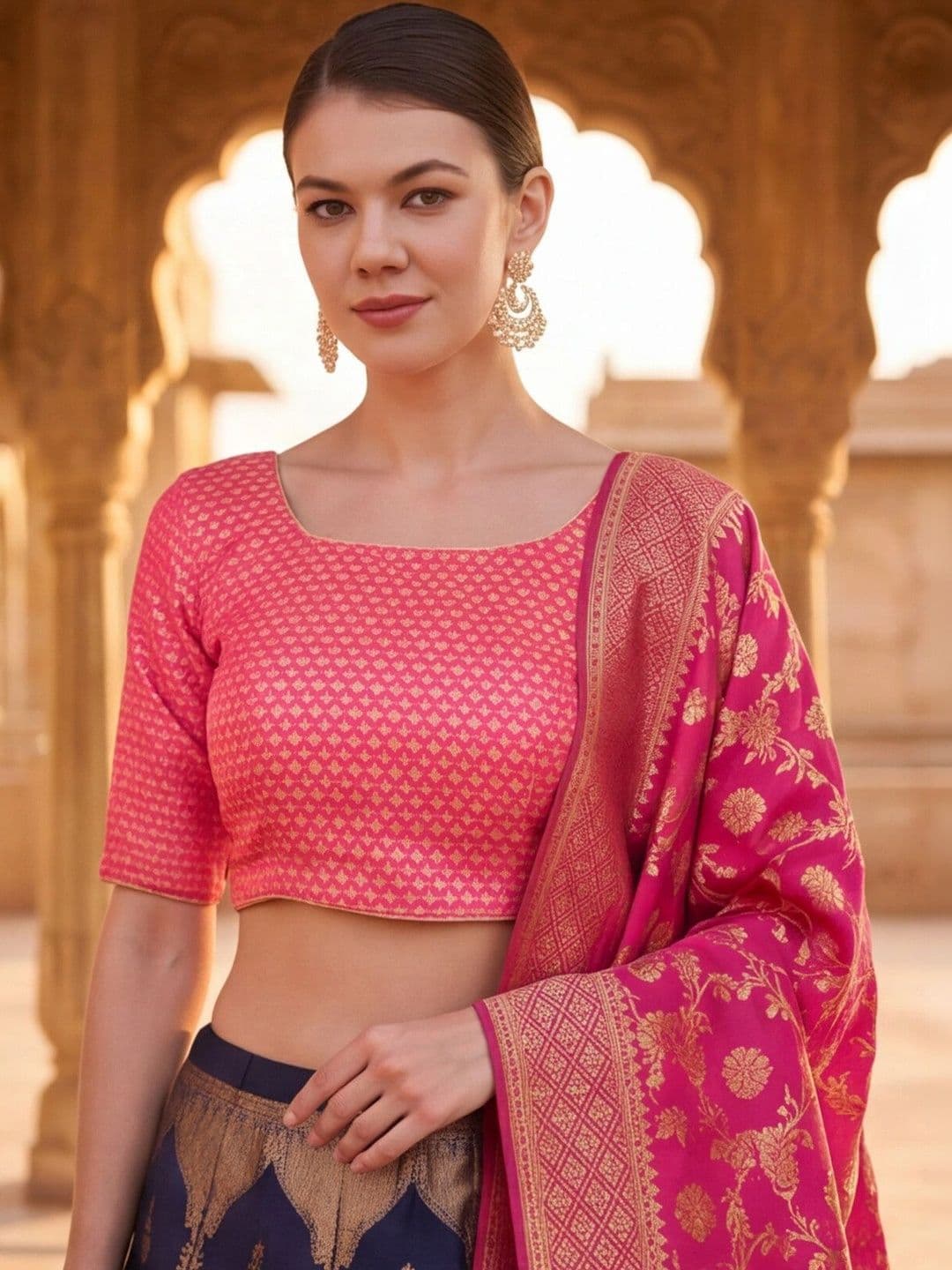 Mitera Semi-Stitched Lehenga & Unstitched Blouse With Dupatta thumbnail 4