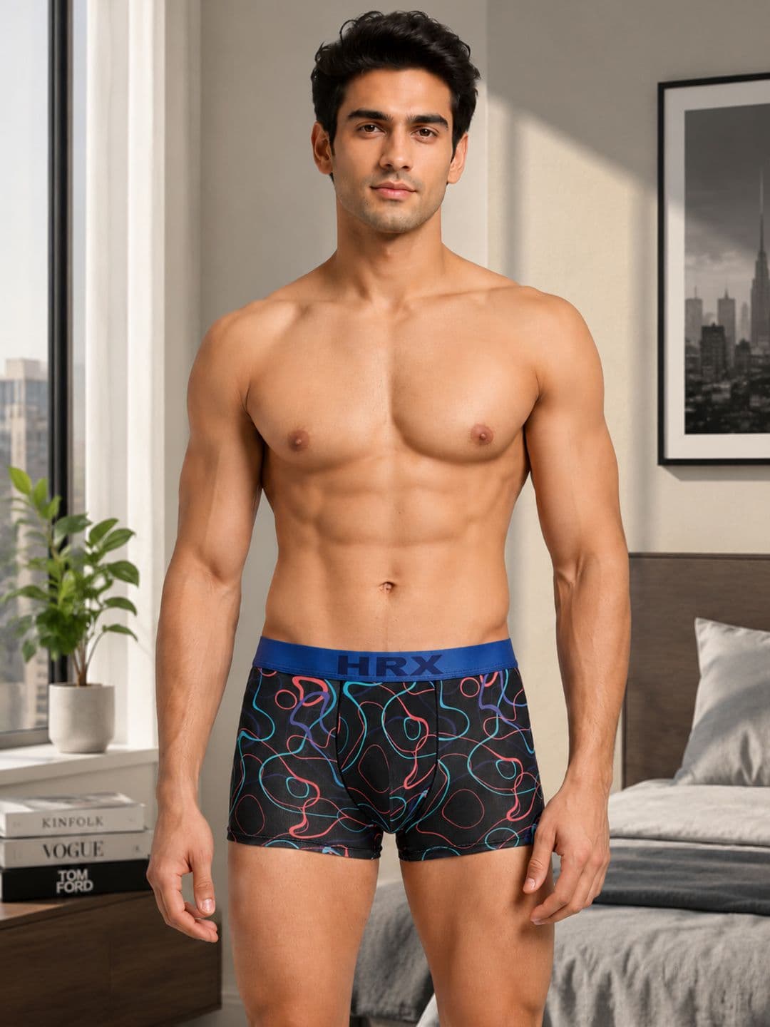 HRX by Hrithik Roshan Pack of 4 Cotton Blend Assorted Printed Trunks thumbnail 8