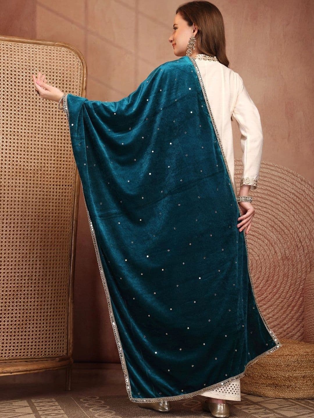 Clora Creation Velvet Dupatta with Mirror Work thumbnail 6