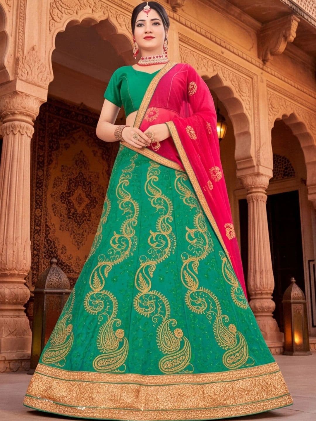 Mitera Semi-Stitched Lehenga & Unstitched Blouse With Dupatta thumbnail 6