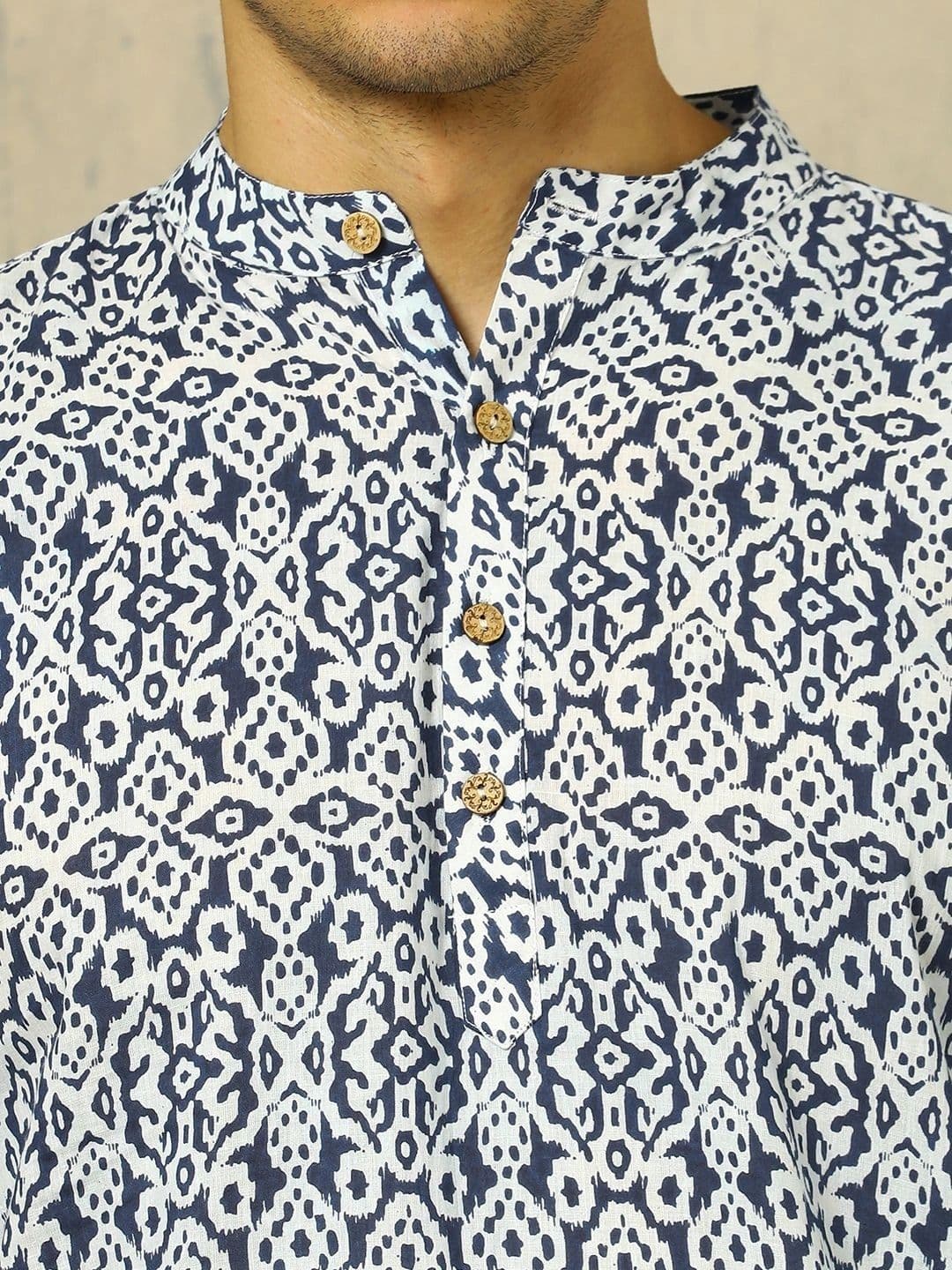 Anouk Printed Cotton Mandarin Collar Short Kurta thumbnail 4