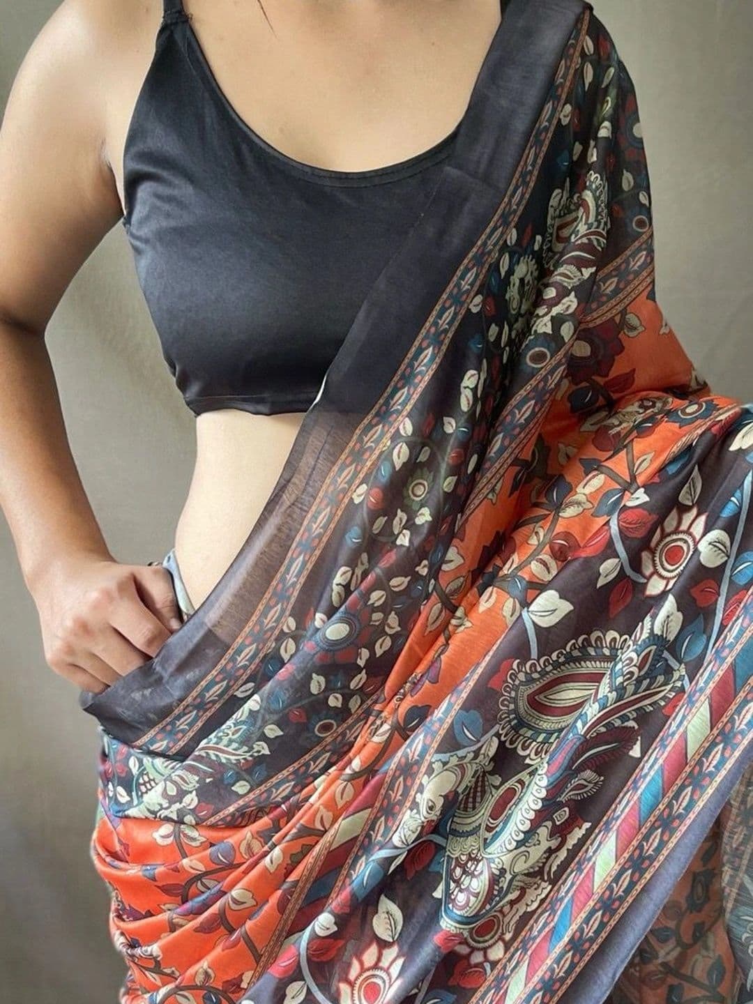 Mitera Kalamkari Print Saree thumbnail 3