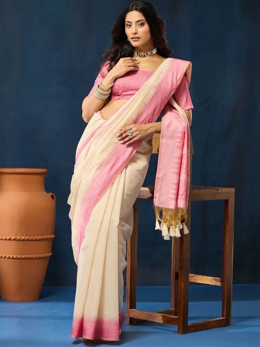 kasee Ethnic Motifs Zari Pure Cotton Designer Saree thumbnail 7
