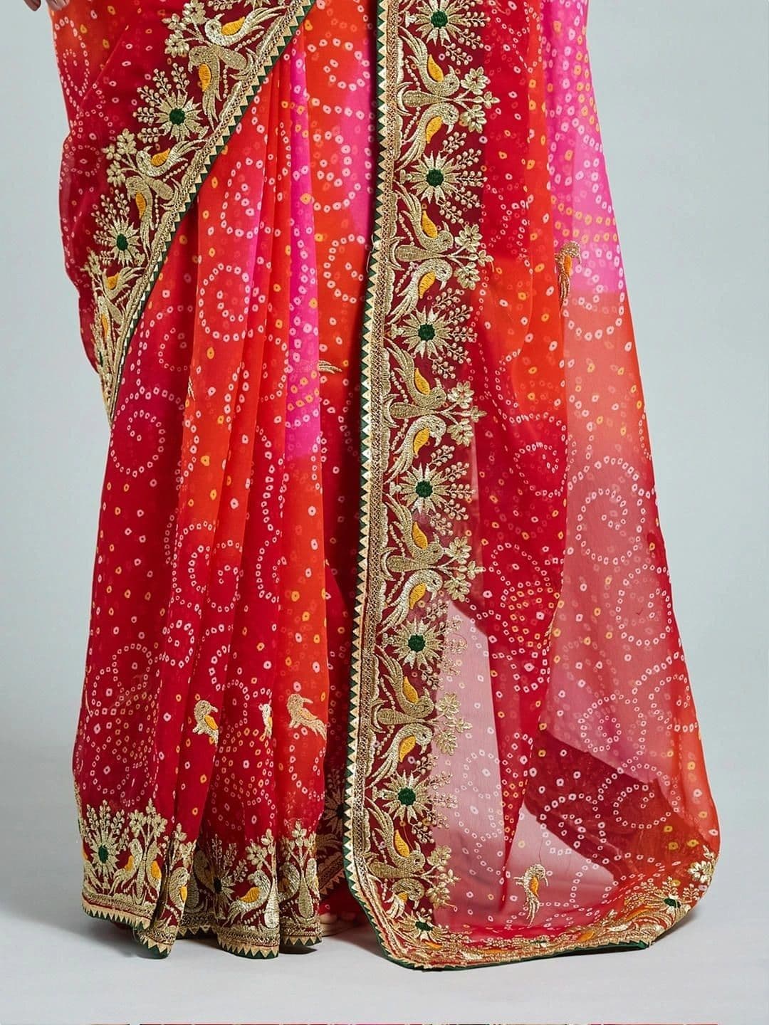 SAMANTHA Bandhani Embroidered Poly Georgette Bandhani Saree thumbnail 7