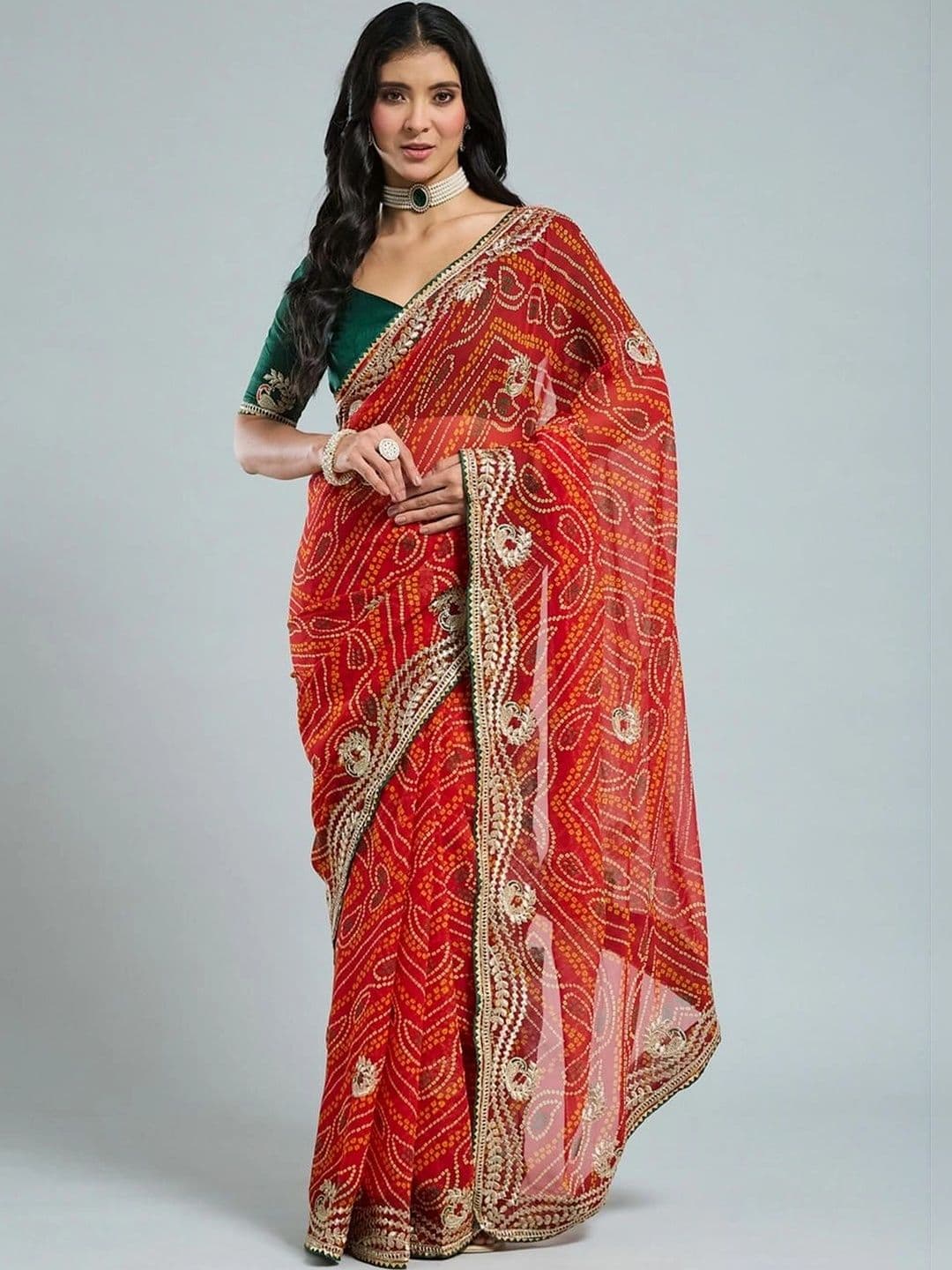 SAMANTHA Bandhani women Embroidered Poly Georgette Bandhani Saree - view 1