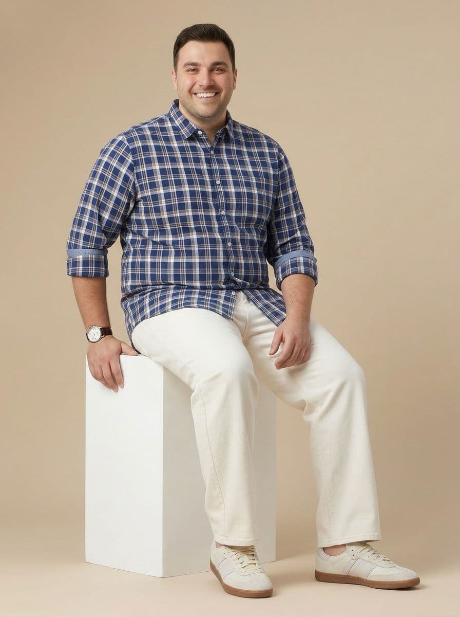 Sztori Plus Size Checked Casual Shirt thumbnail 4