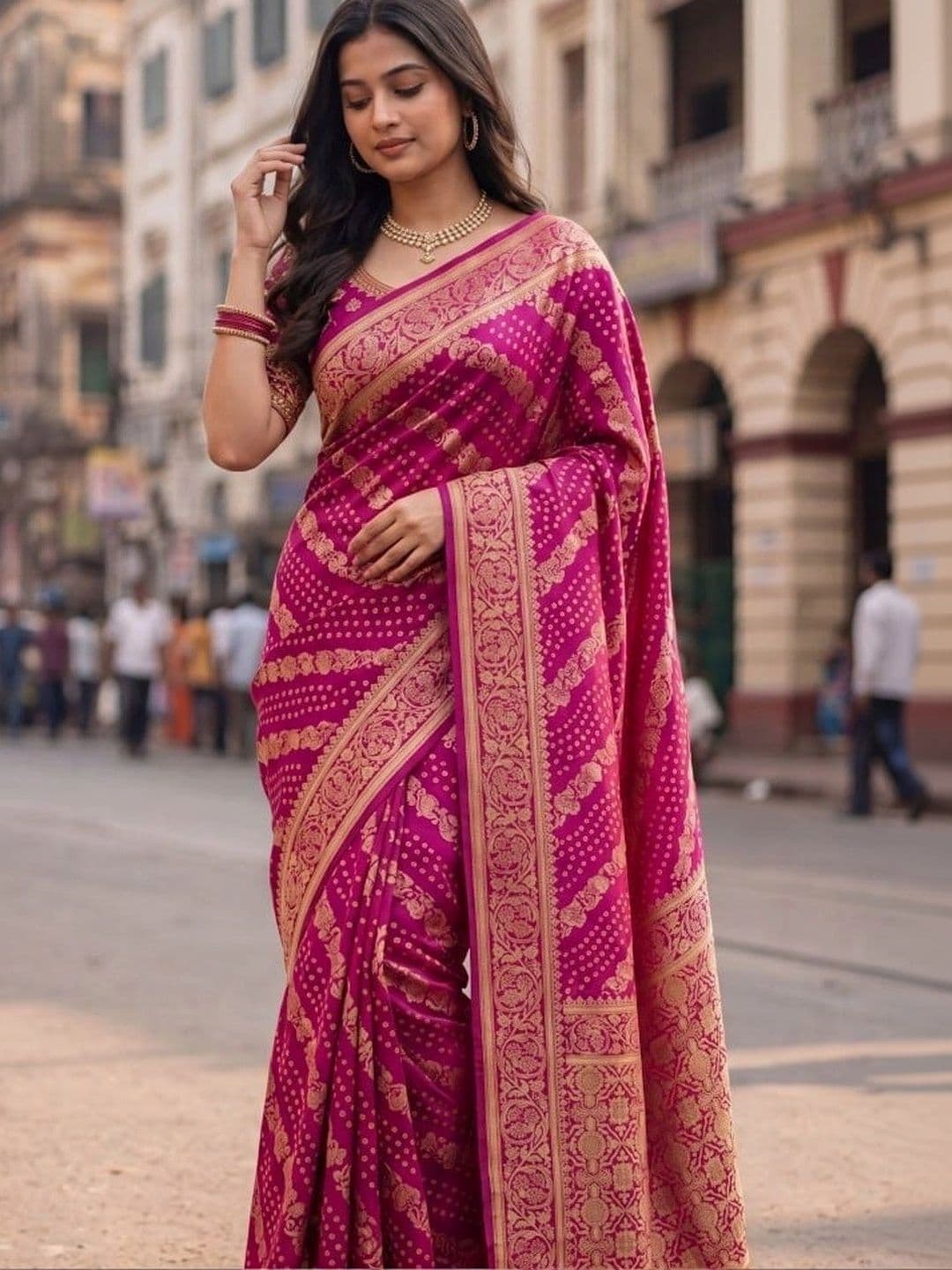 KALINI Woven Design Zari Silk Blend Banarasi Saree - view 1