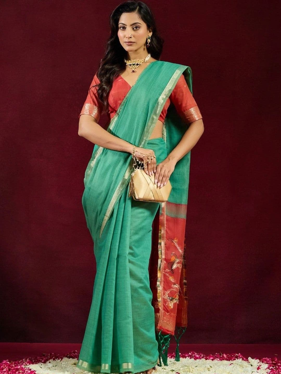 kasee Ethnic Motifs Embroidered Pure Cotton Designer Saree thumbnail 2