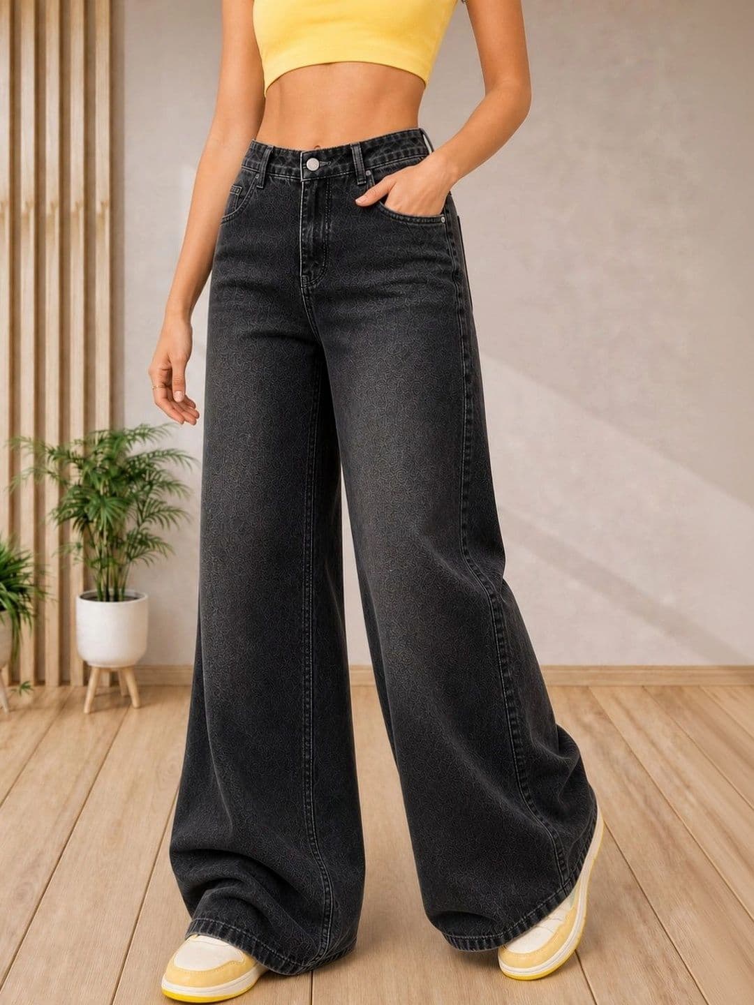 DressBerry Women Comfort Wide Leg High-Rise Light Fade Stretchable Jeans thumbnail 3