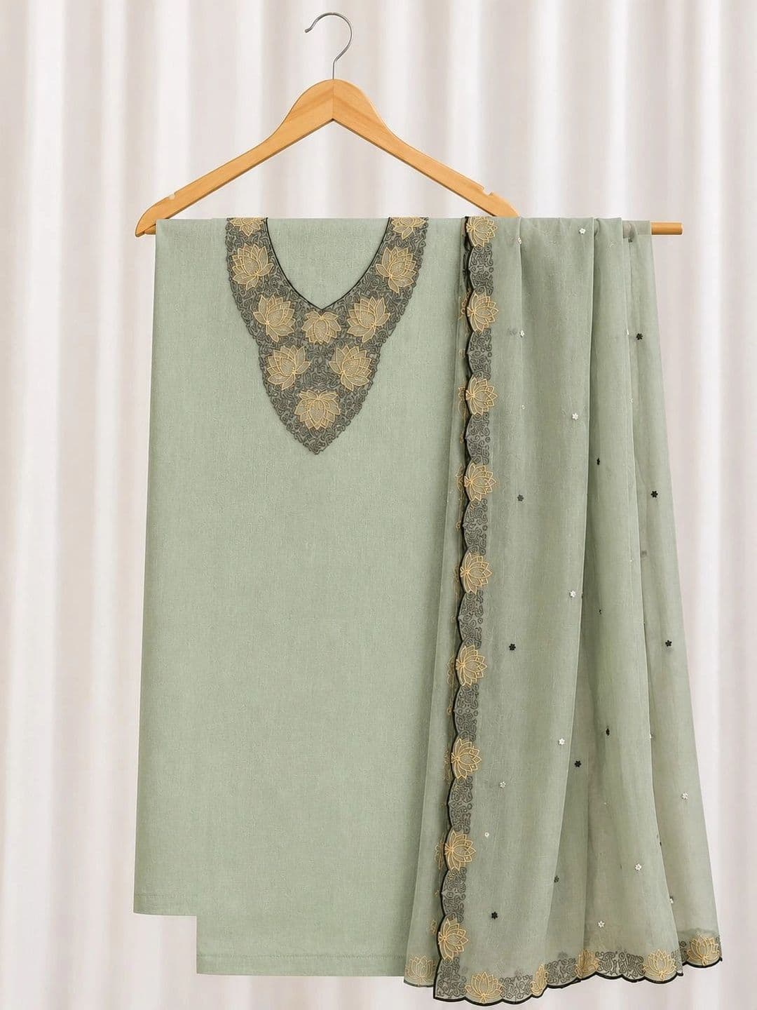 Krishna Tanna Embroidered Silk Crepe Unstitched Dress Material thumbnail 6