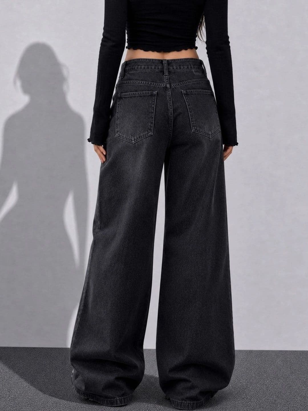 DressBerry Women Comfort Wide Leg High-Rise Low Distress Light Fade Stretchable Jeans thumbnail 3