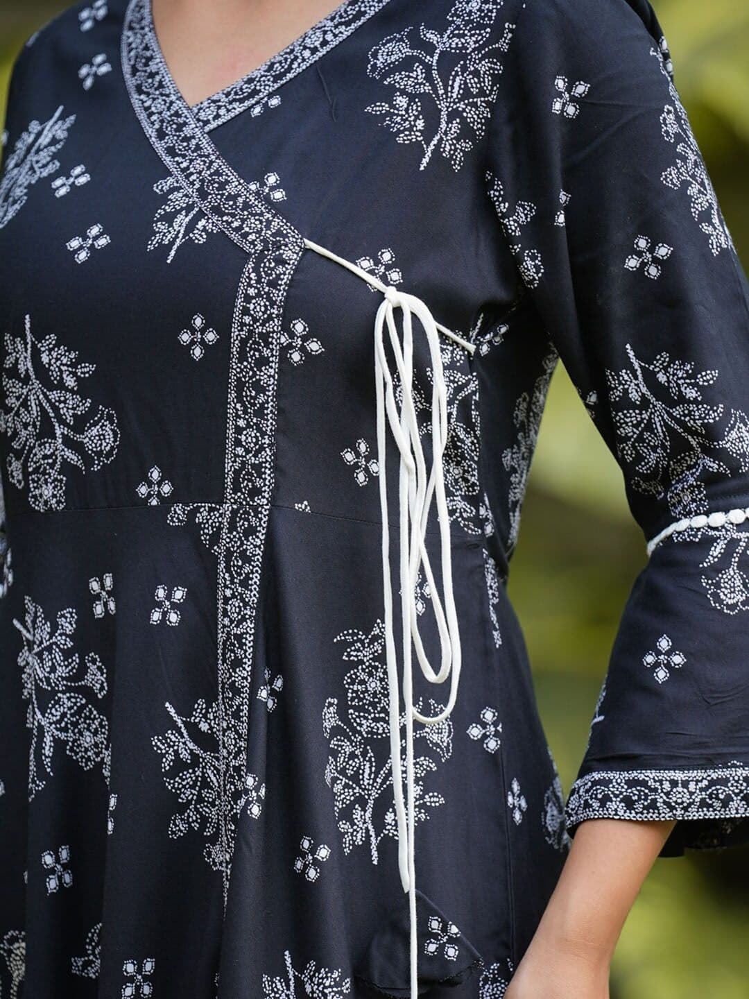 KALINI Floral Printed V-Neck Angrakha Kurta thumbnail 3