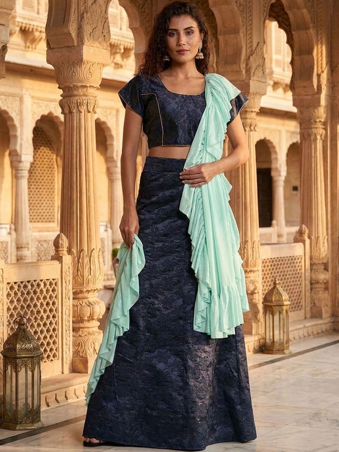Mitera Semi-Stitched Lehenga & Unstitched Blouse With Dupatta - view 1