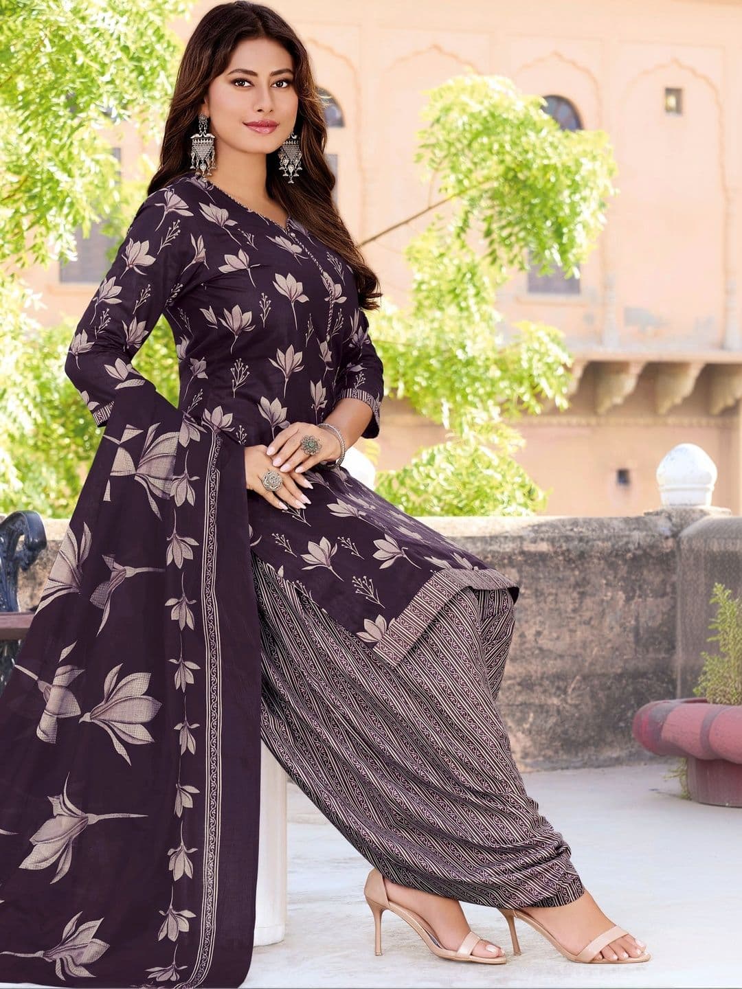 shree jeenmata collection Printed Pure Cotton Unstitched Dress Material - view 1
