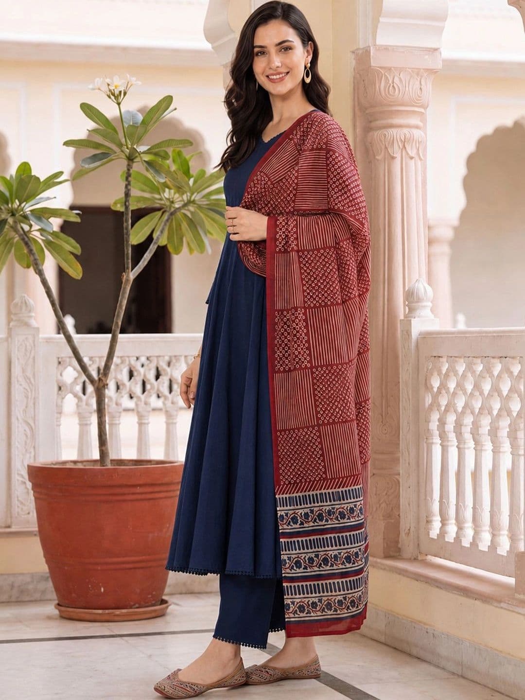 Indo Era Women Ethnic Motifs Regular Kurta with Trousers & With Dupatta thumbnail 3