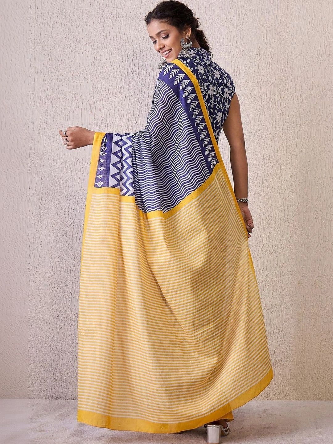 Sangria Striped Designer Leheriya Saree thumbnail 7