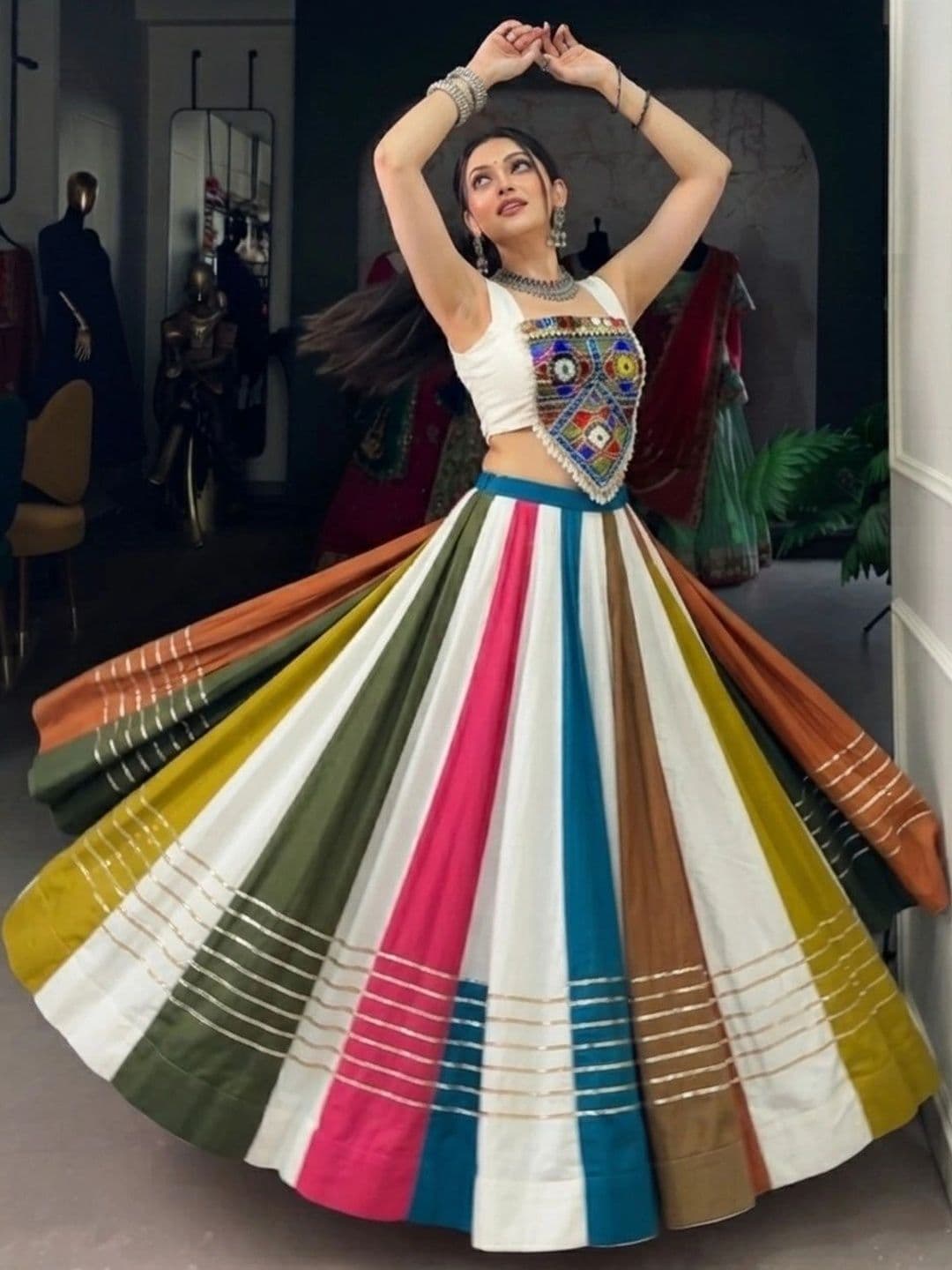 Anouk Embroidered Semi-Stitched Lehenga & Unstitched thumbnail 2