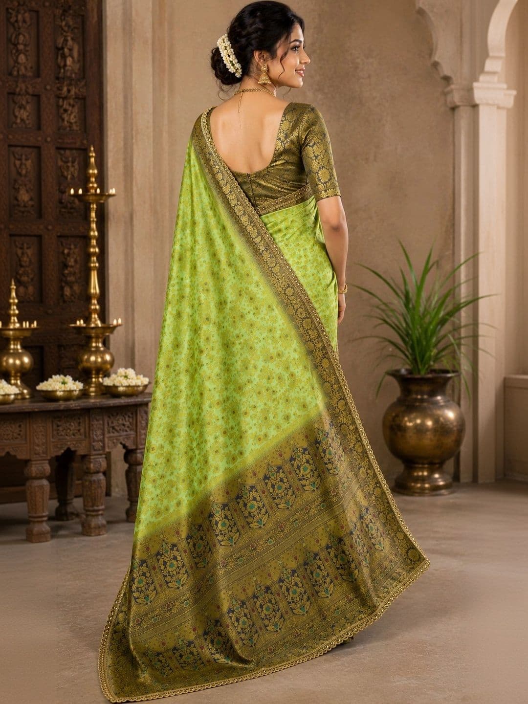 VILLE FASHION VILLE women FASHION Woven Design Zari Art Silk Kanjeevaram Saree thumbnail 2