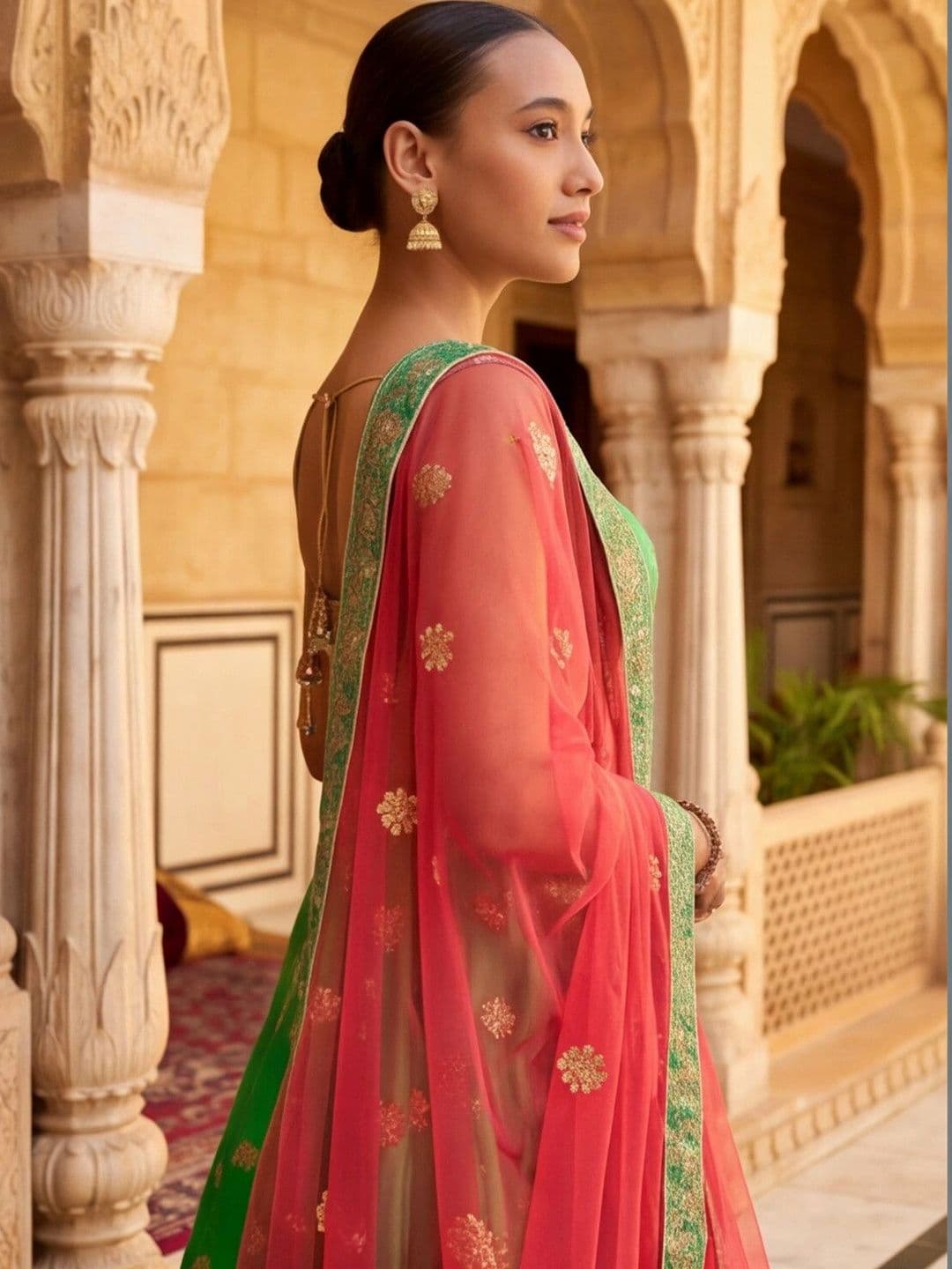 Anouk Rustic Embroidered Semi-Stitched Lehenga & Unstitched Blouse With Dupatta thumbnail 2