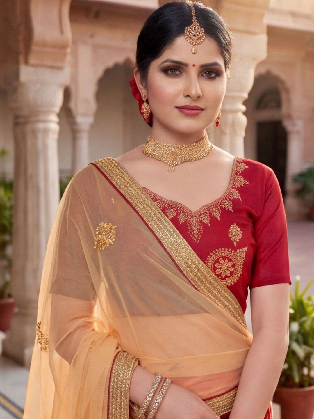 Mitera Embroidered Semi-Stitched Lehenga & Unstitched Blouse With Dupatta thumbnail 3
