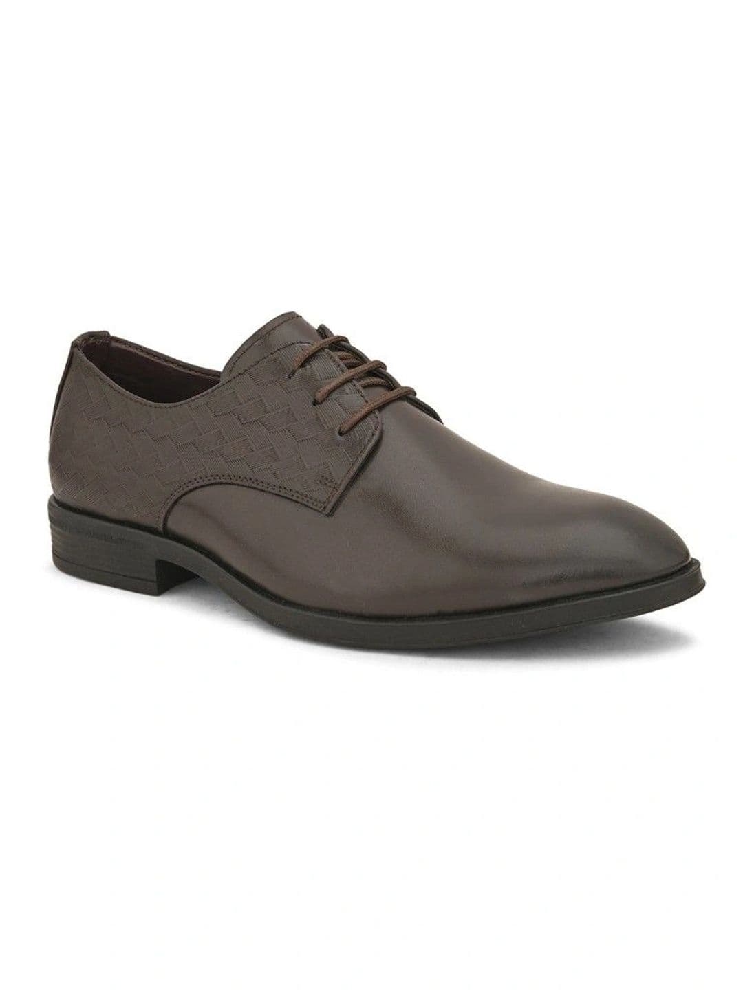 House of Pataudi Men Textured Round Toe Lace-Ups Derbys Formal Shoes thumbnail 4