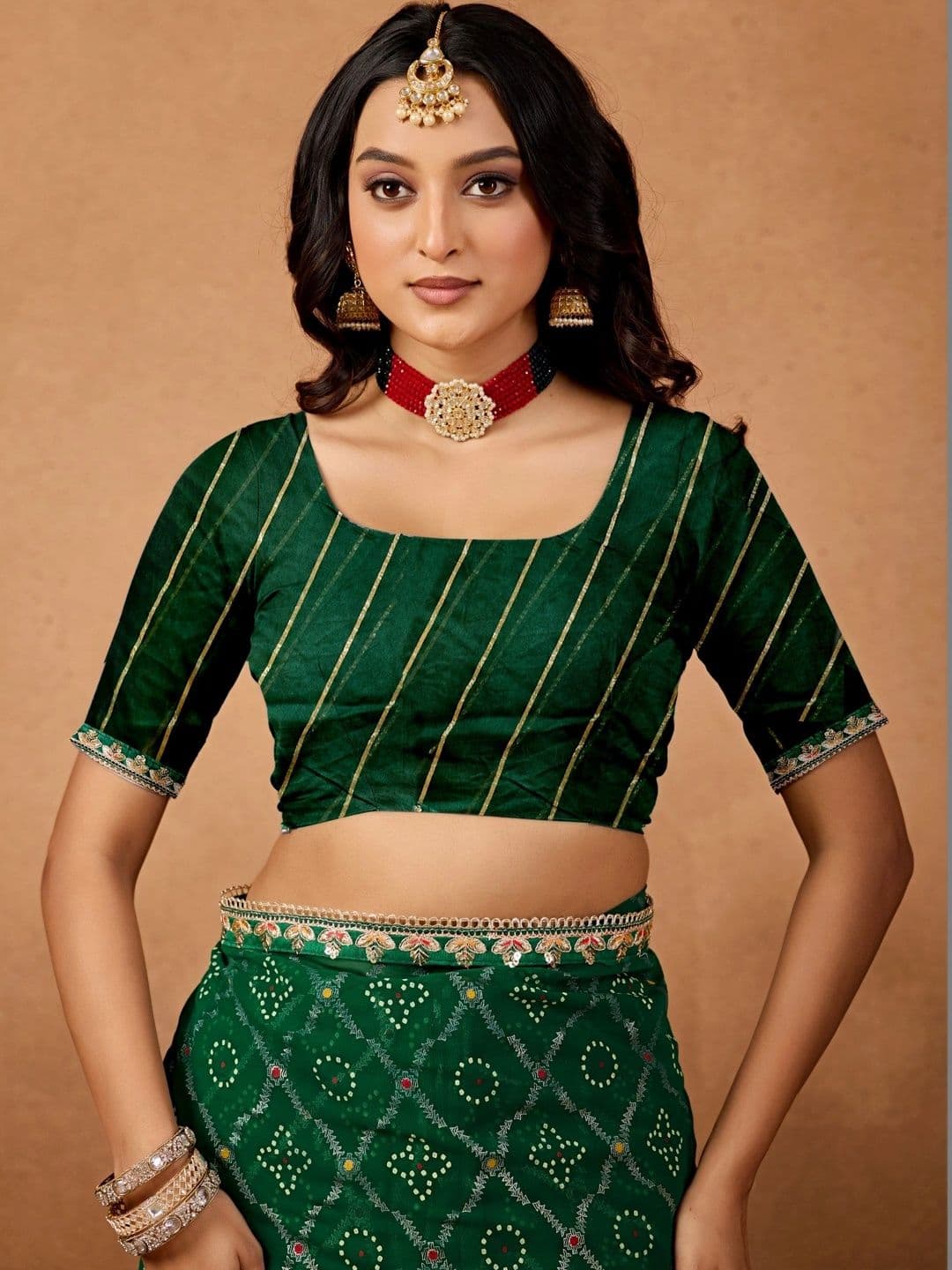 Mitera Bandhani Gotta Patti Poly Georgette Designer Bandhani Saree thumbnail 4