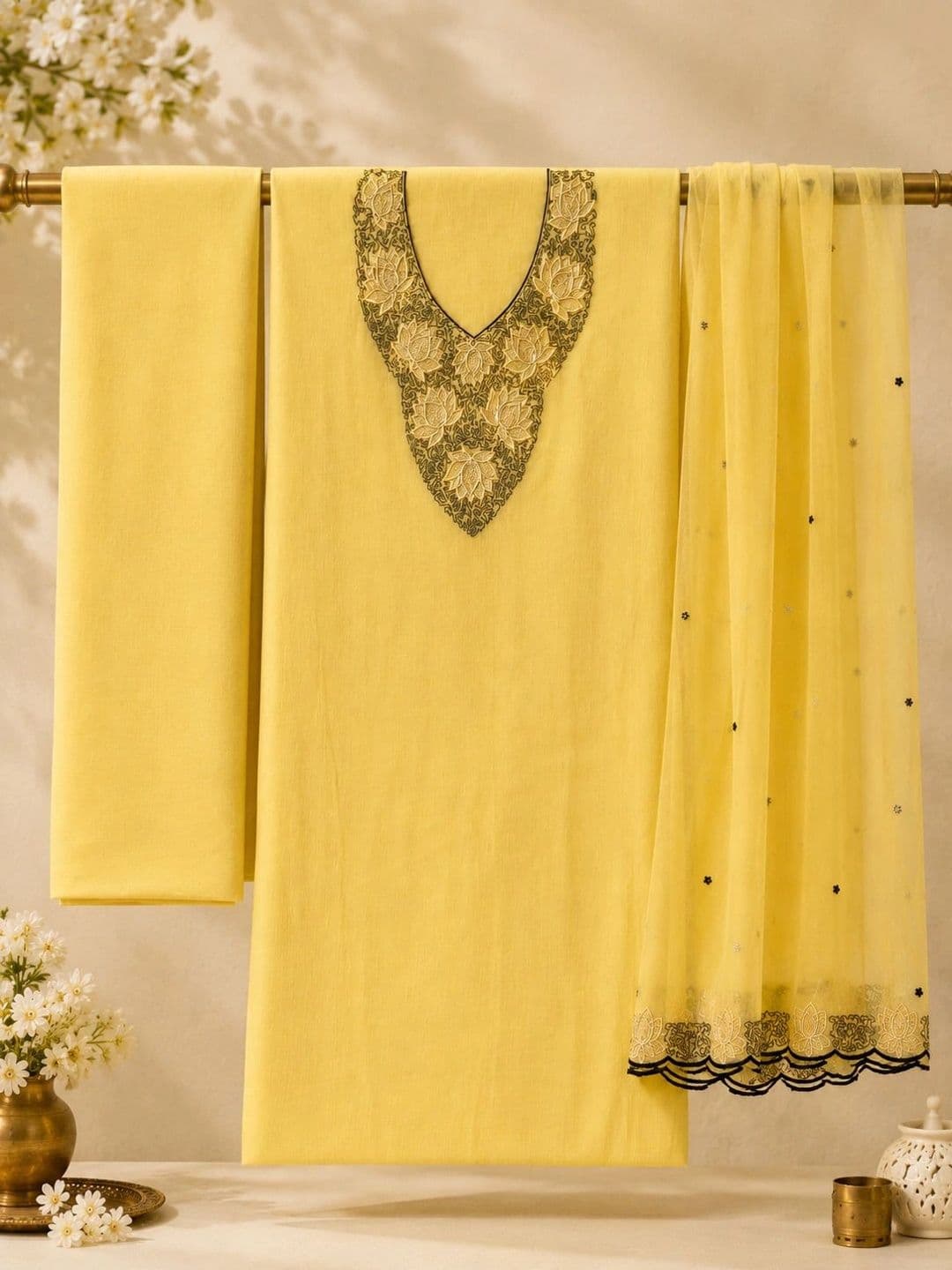 Krishna Tanna Embroidered Silk Crepe Unstitched Dress Material thumbnail 5